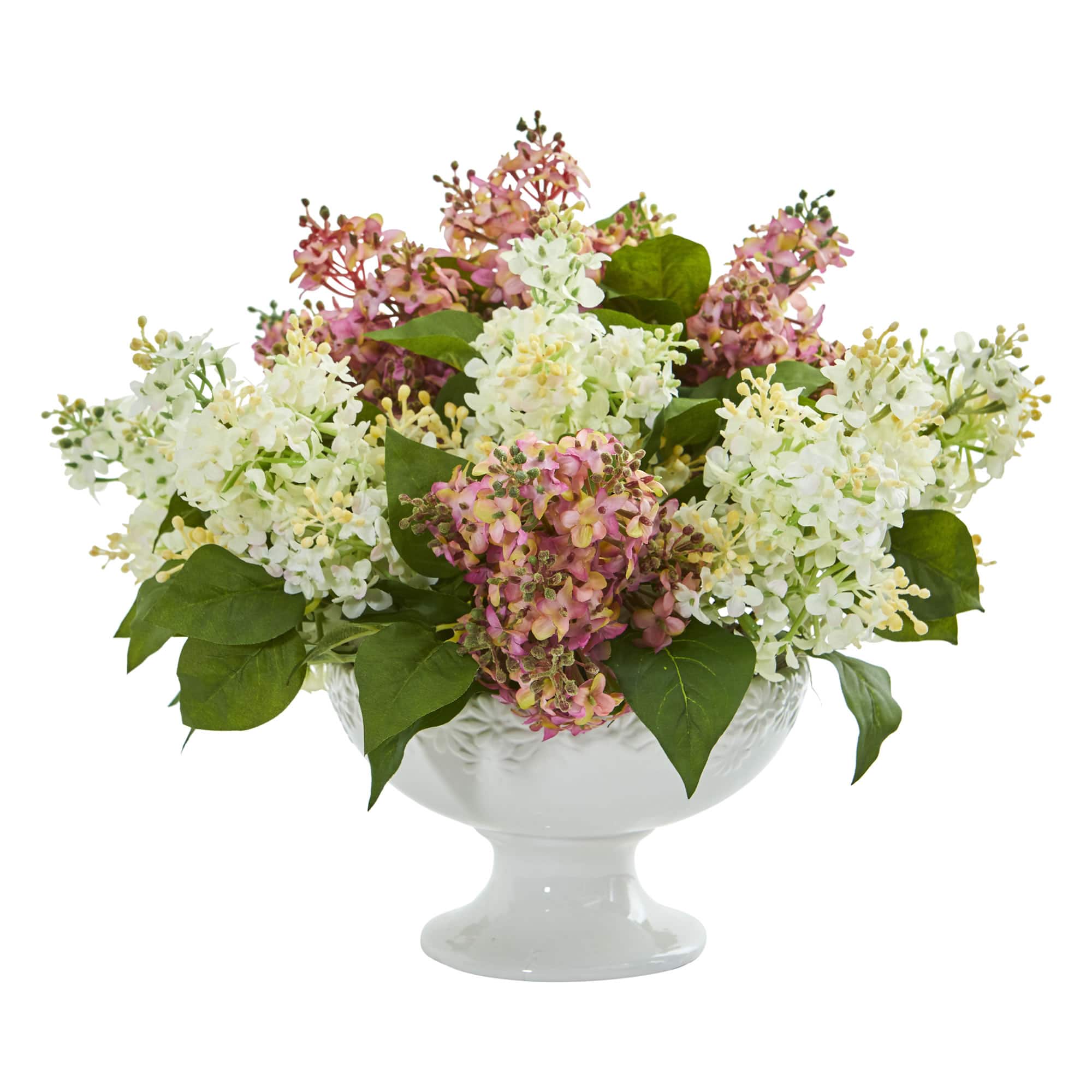 14" Lilac Arrangement in White Vase