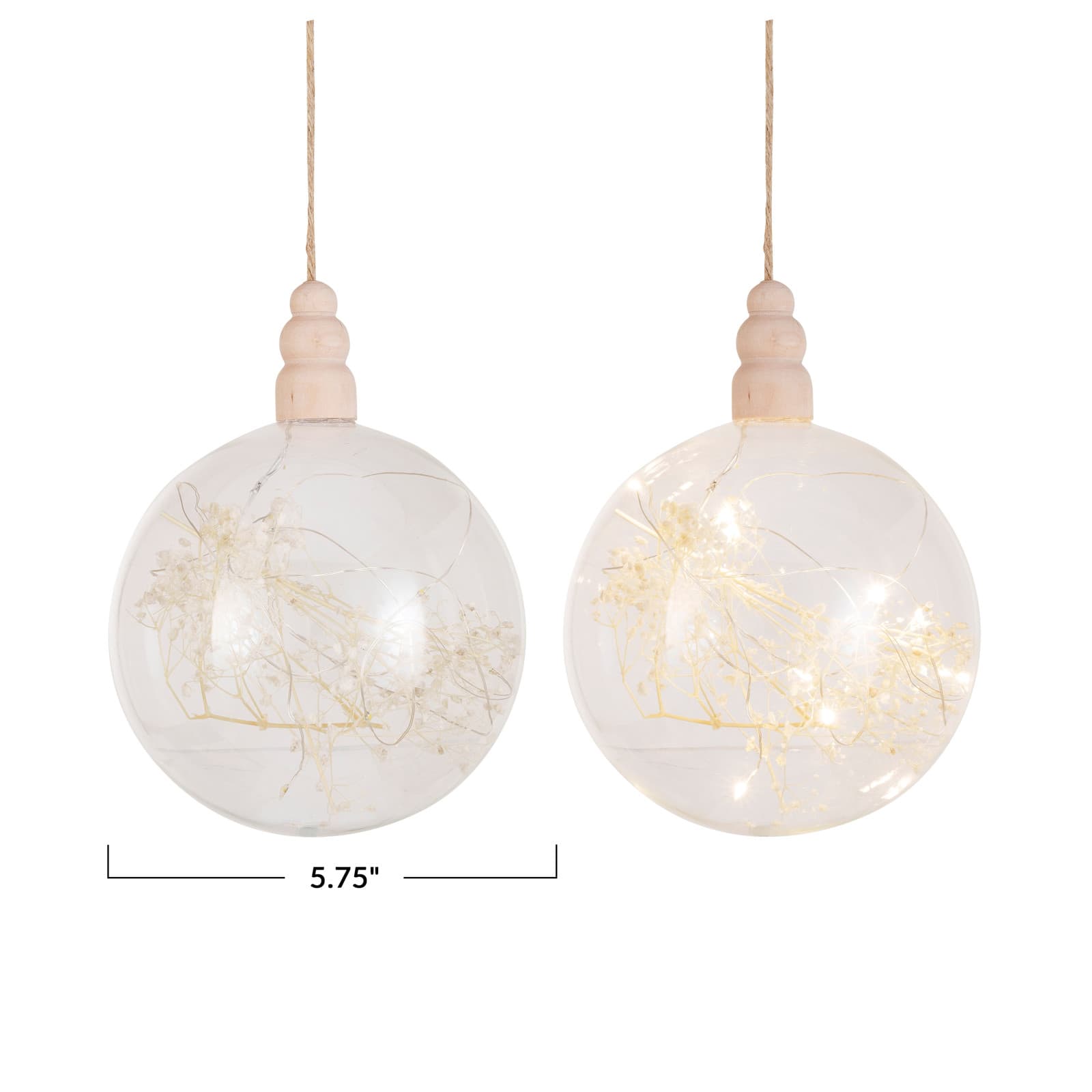 Hello Honey&#xAE; 5.75&#x22; Clear Botanical Glow LED Glass Ornament