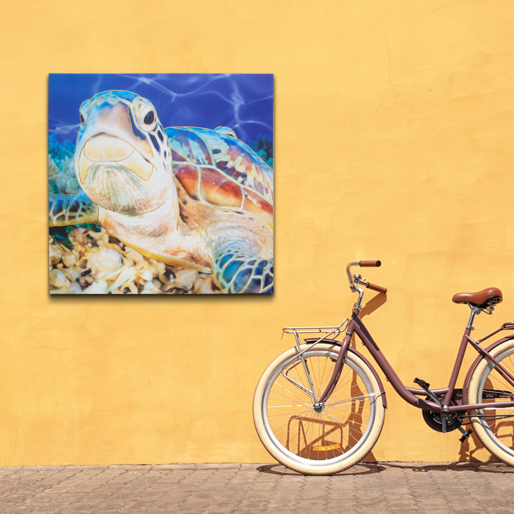 Sea Turtle Outdoor Canvas Art Print - 35&#x22;x35&#x22;