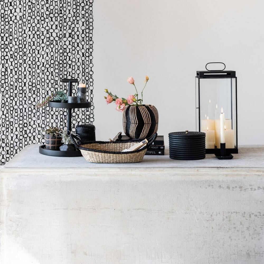 Hello Honey&#xAE; 80&#x22; Black Bamboo Link Curtain