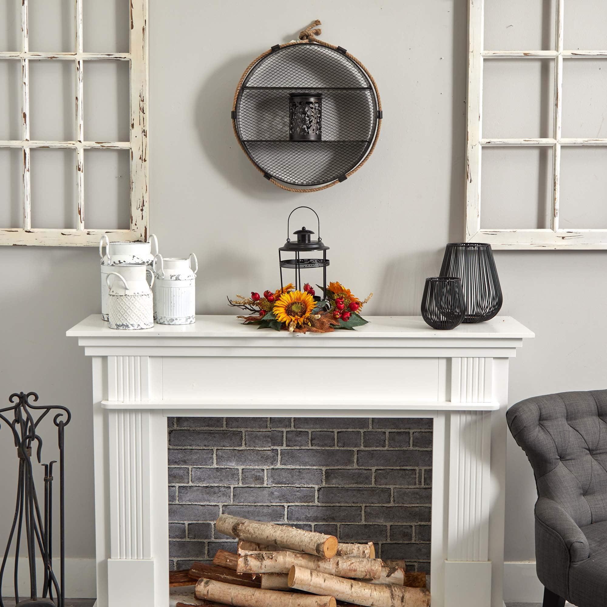 18" Sunflower Berry Candelabrum Centerpiece