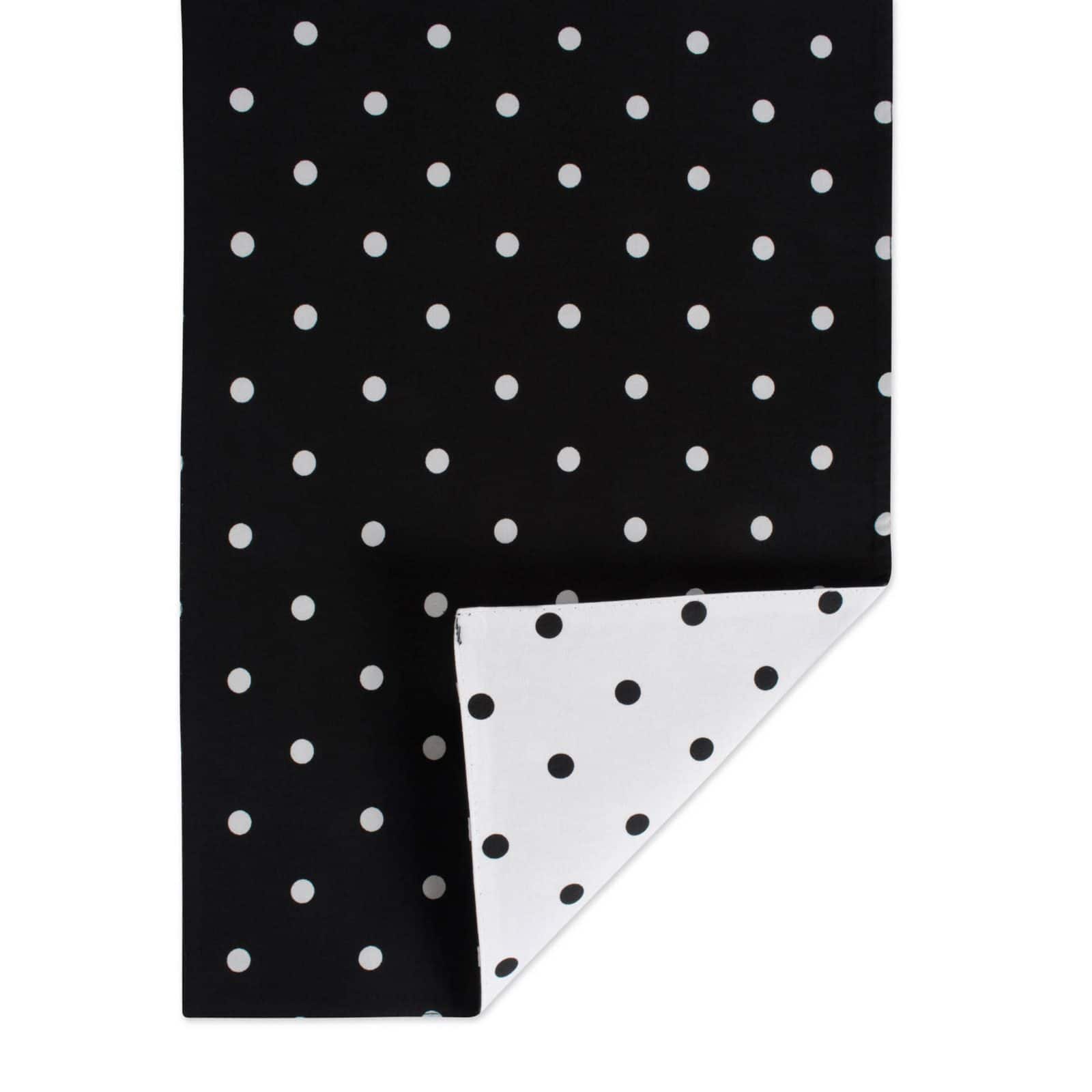 DII® 72" White & Black Reversible Polka Dot Table Runner