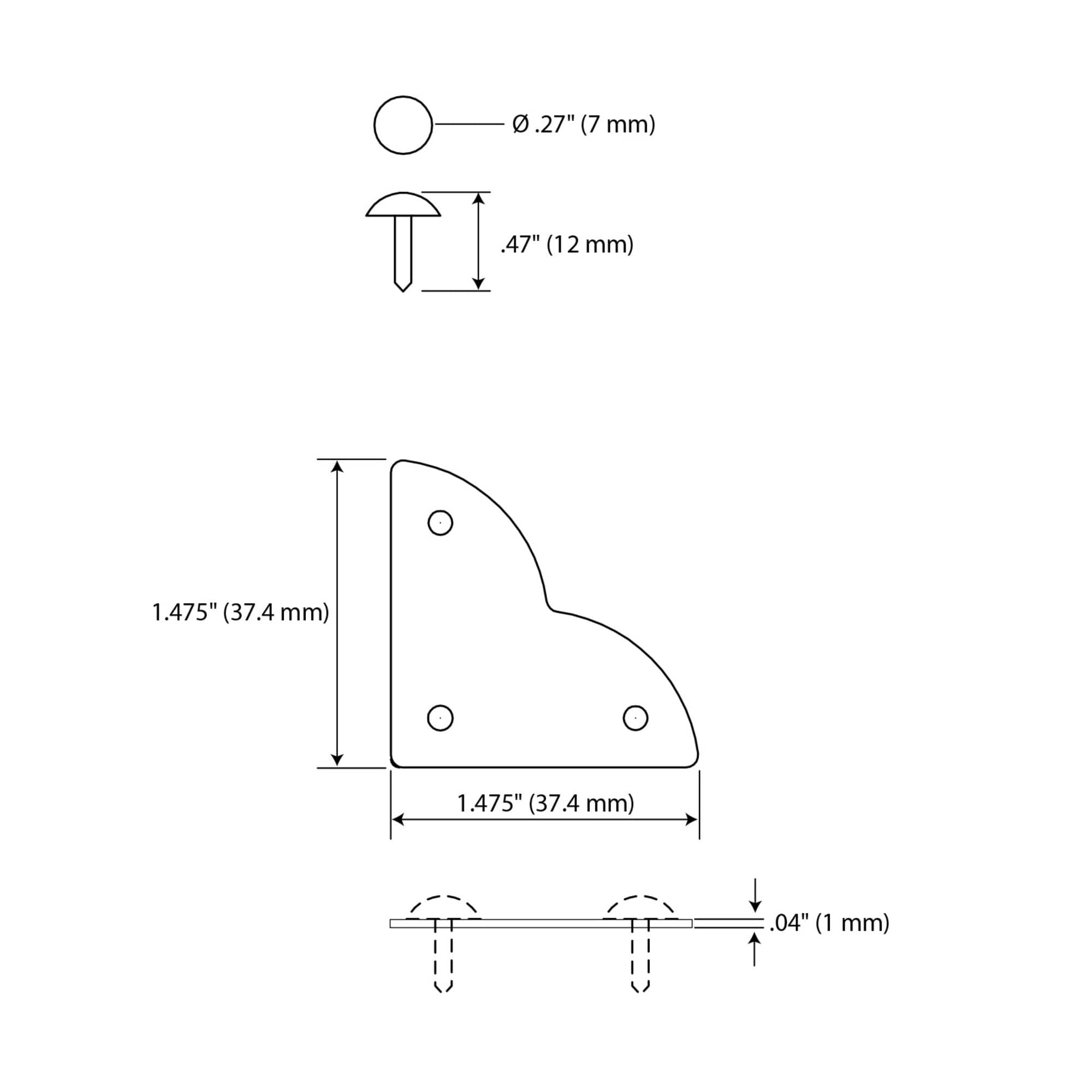 Dritz® Home Small Antique Brass Smooth Quatrefoil Corners, 3 Pack