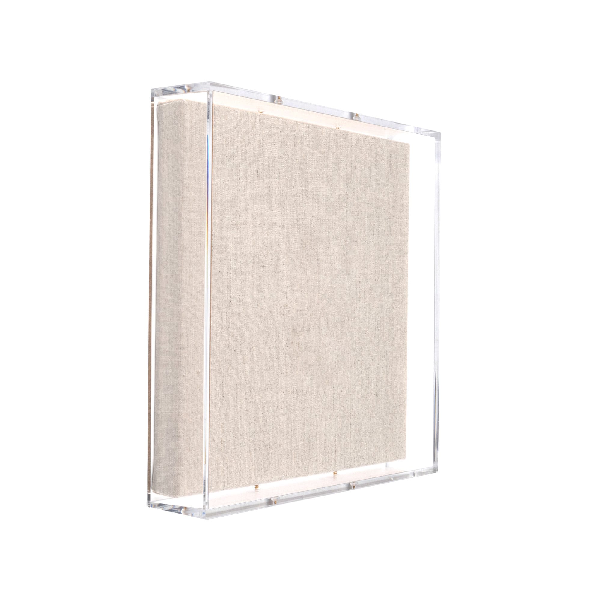 Wexel Art 2&#x22; Depth Clear UV Grade Acrylic Shadowbox with Beige Linen Stretched Canvas