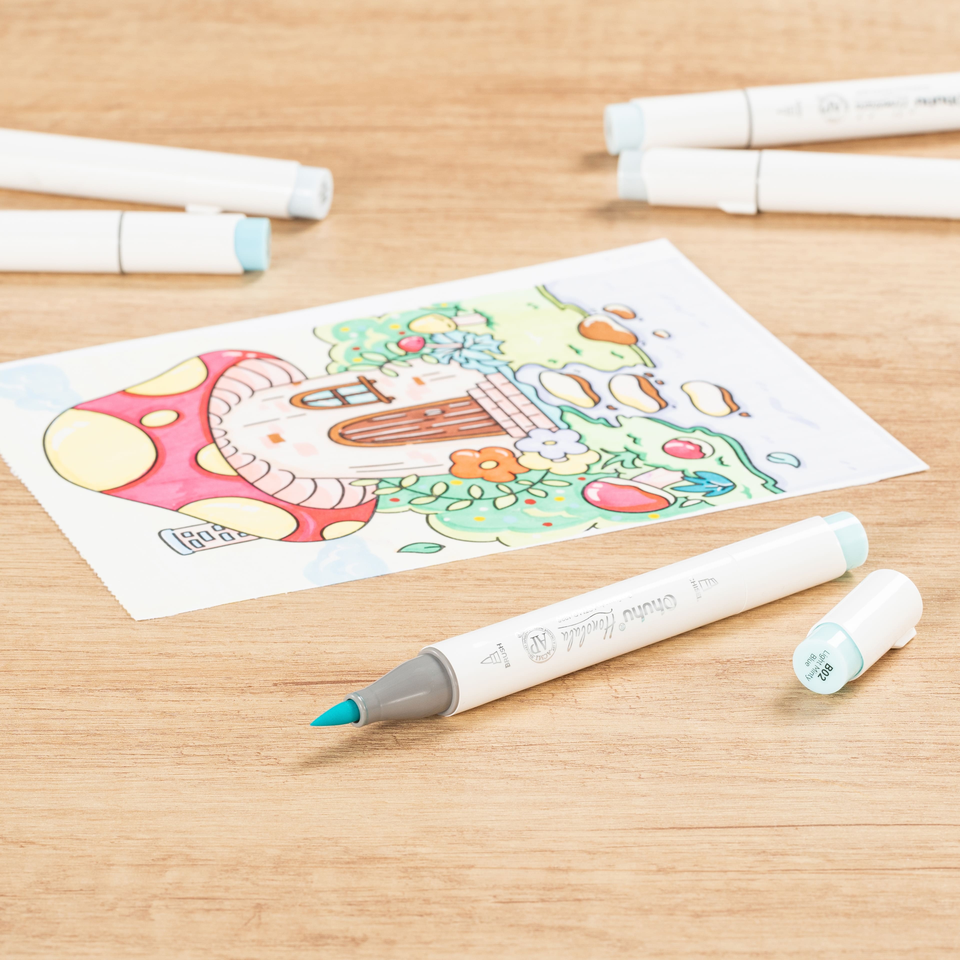 Ohuhu&#xAE; Honolulu Brush &#x26; Chisel Dual Tip Marker