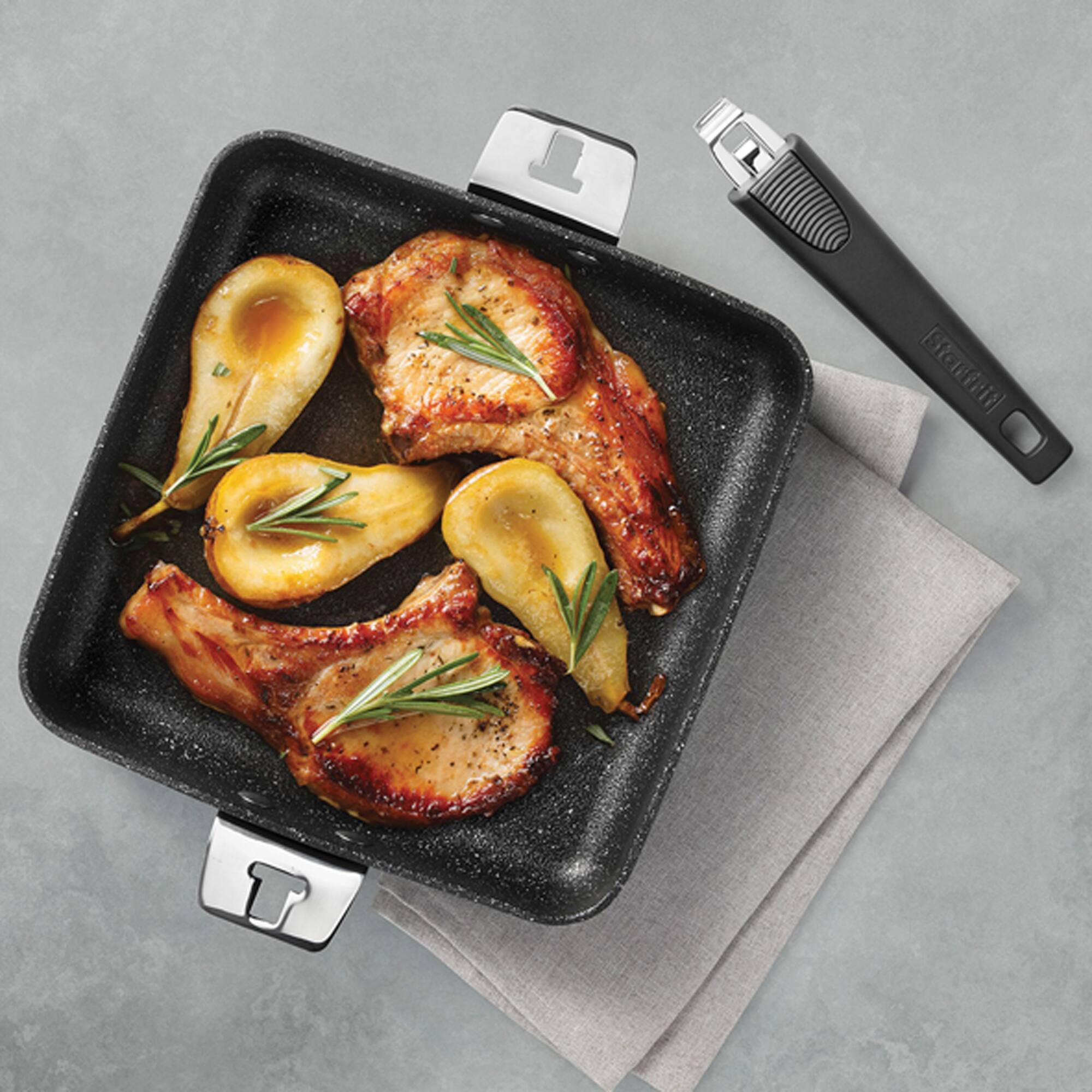 The Rock® by Starfrit® 9" Fry Pan & Square Dish with T-Lock Detachable Handle