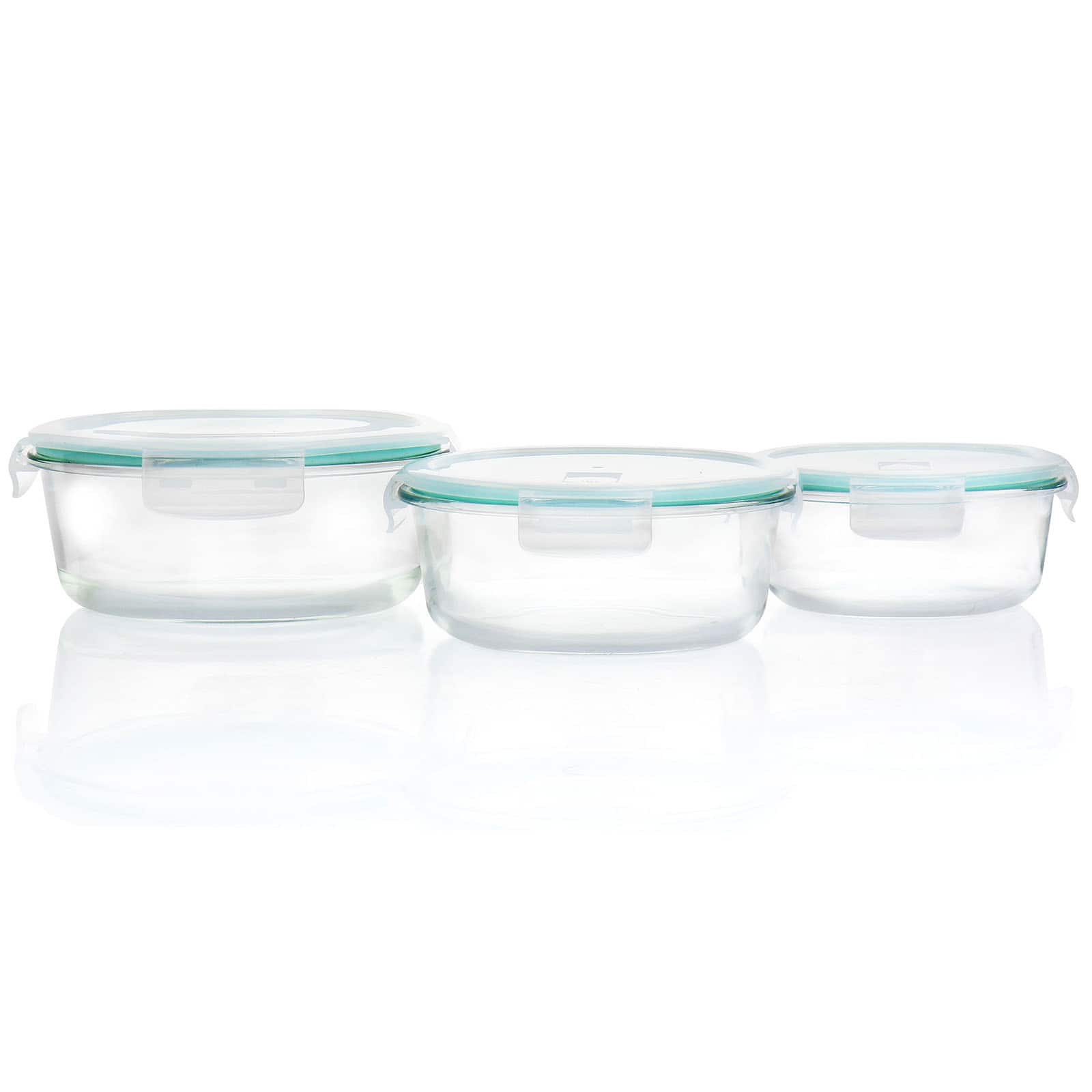 Martha Stewart Round Glass Storage Container Set with Leak Proof Lids