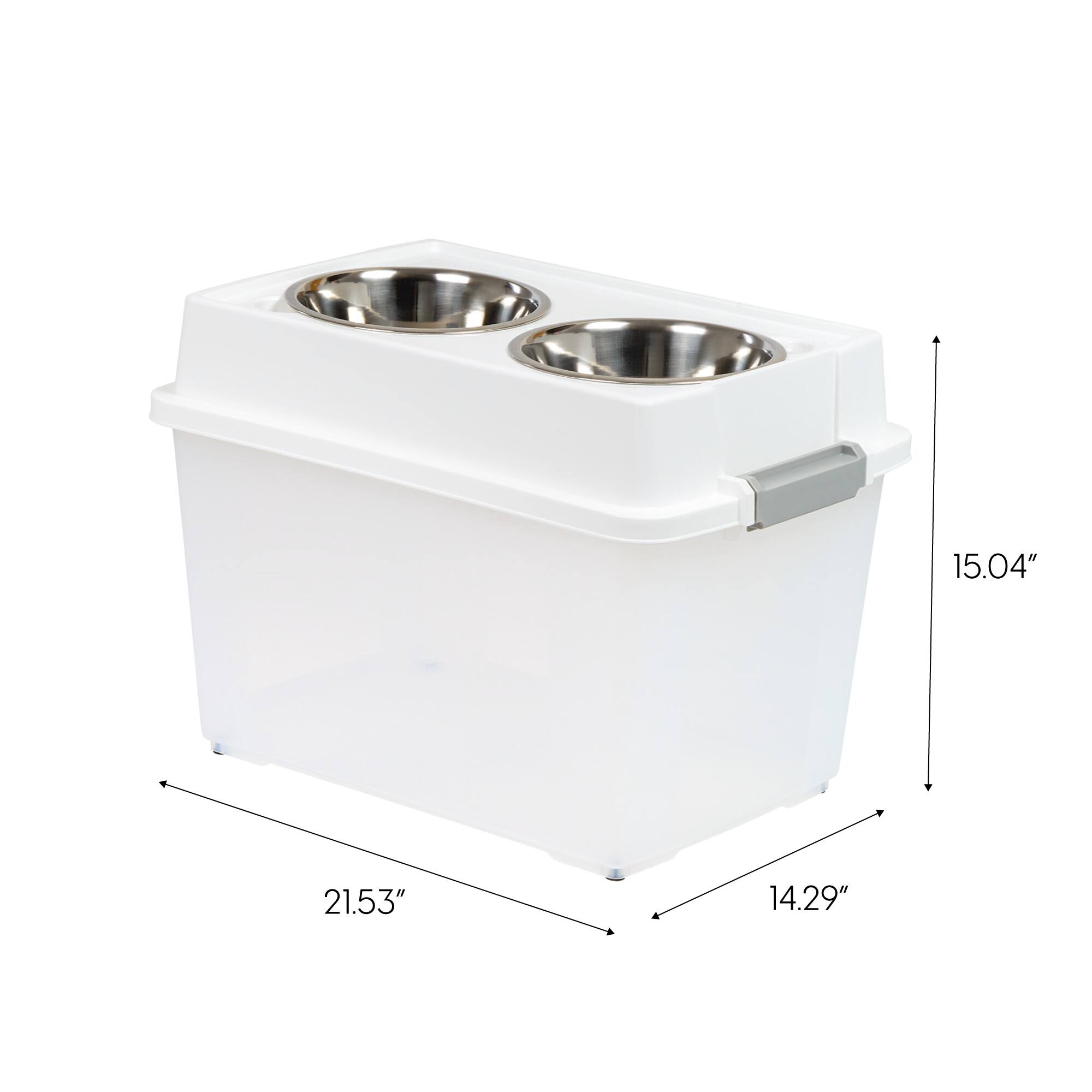 IRIS 45qt. Clear/White/Gray Airtight Elevated Feeder Storage Container