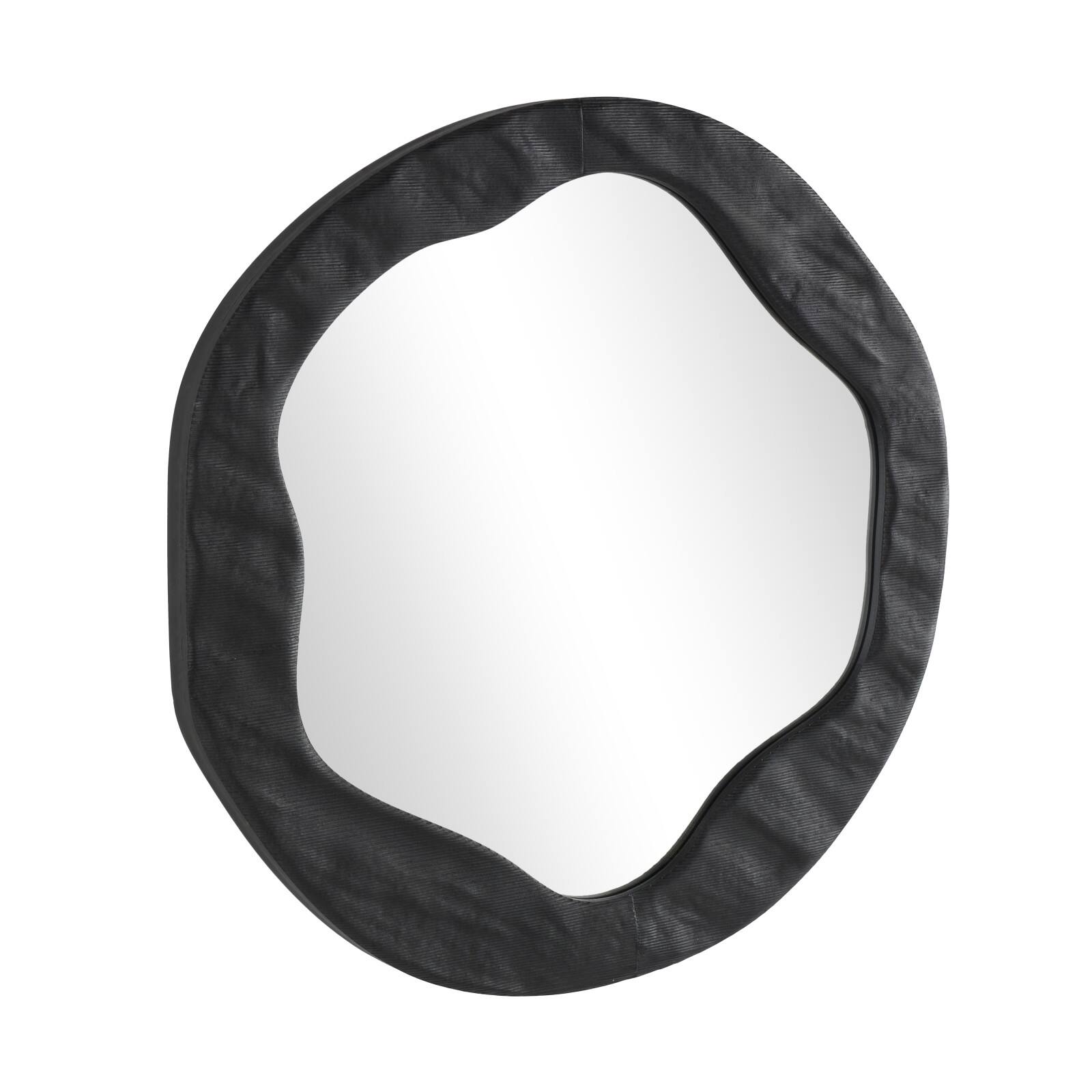 30" Black Velvet Wavy Room Wall Mirror