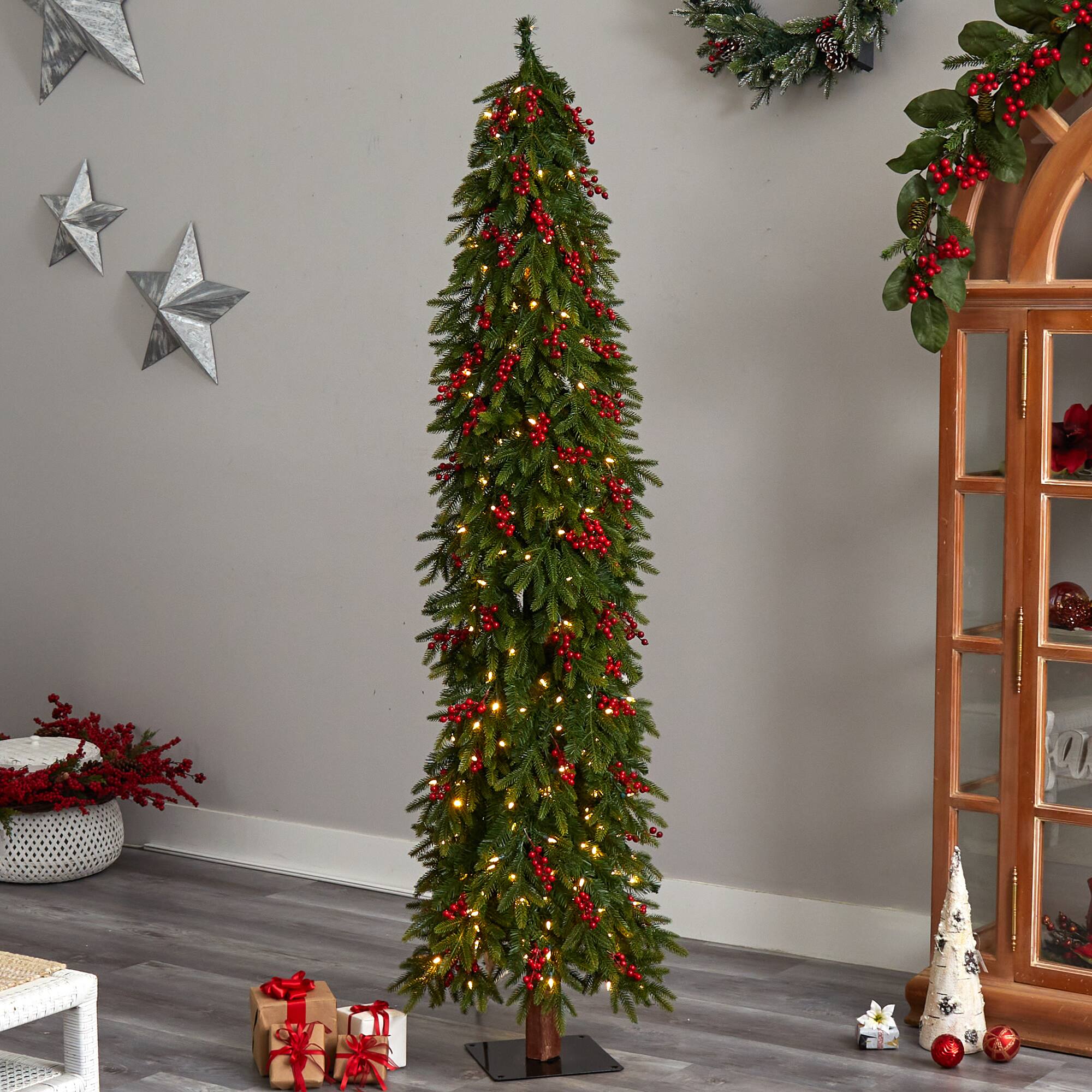 7ft. Pre-Lit Victoria Fir Artificial Christmas Tree, Multi-Color LED Lights