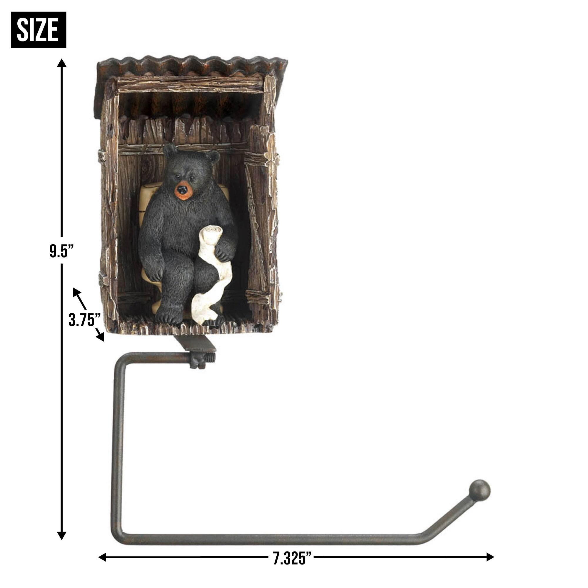 9.5&#x22; Bear Outhouse Toilet Paper Holder