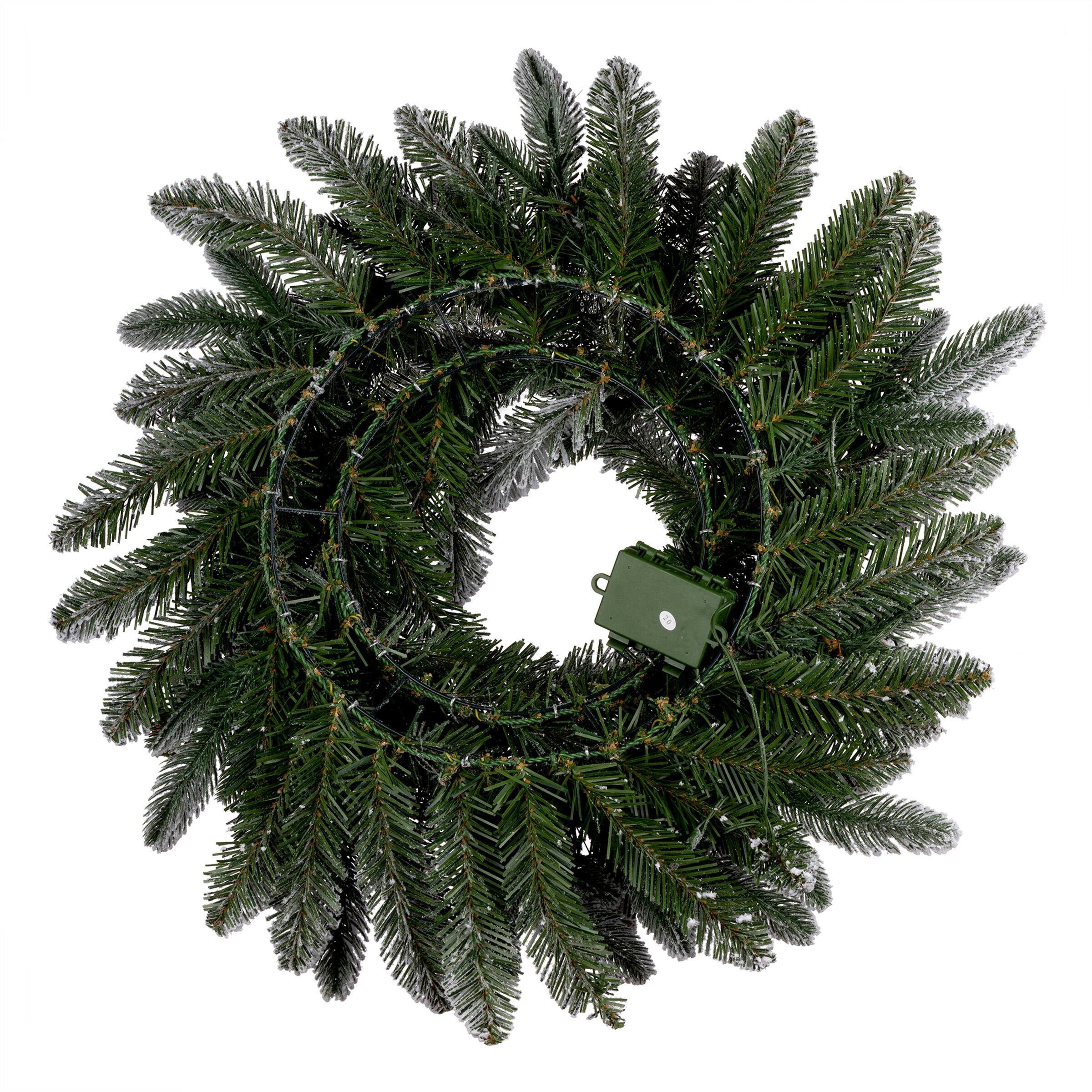 24&#x22; Snowberry Warm White LED Pre-Lit Pine Wreath