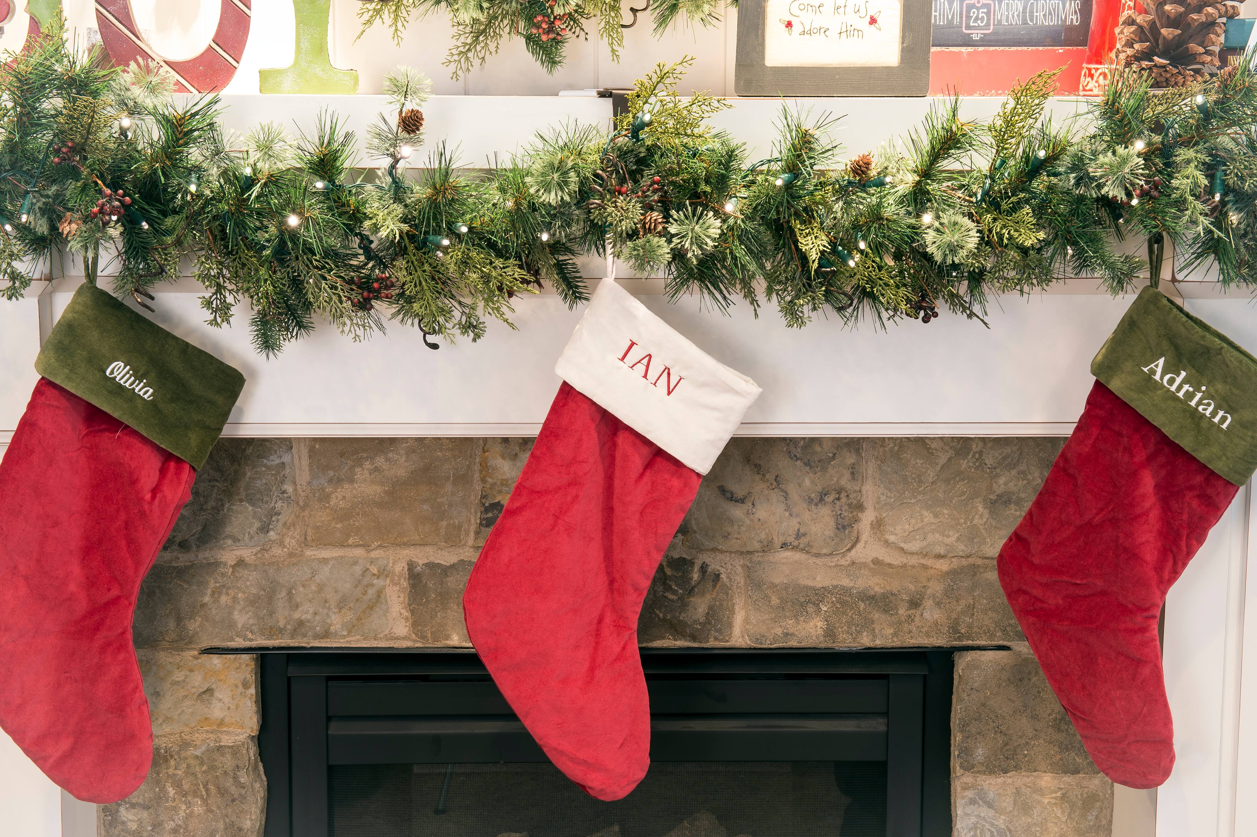 Mantel Garland & Christmas Stocking Holder