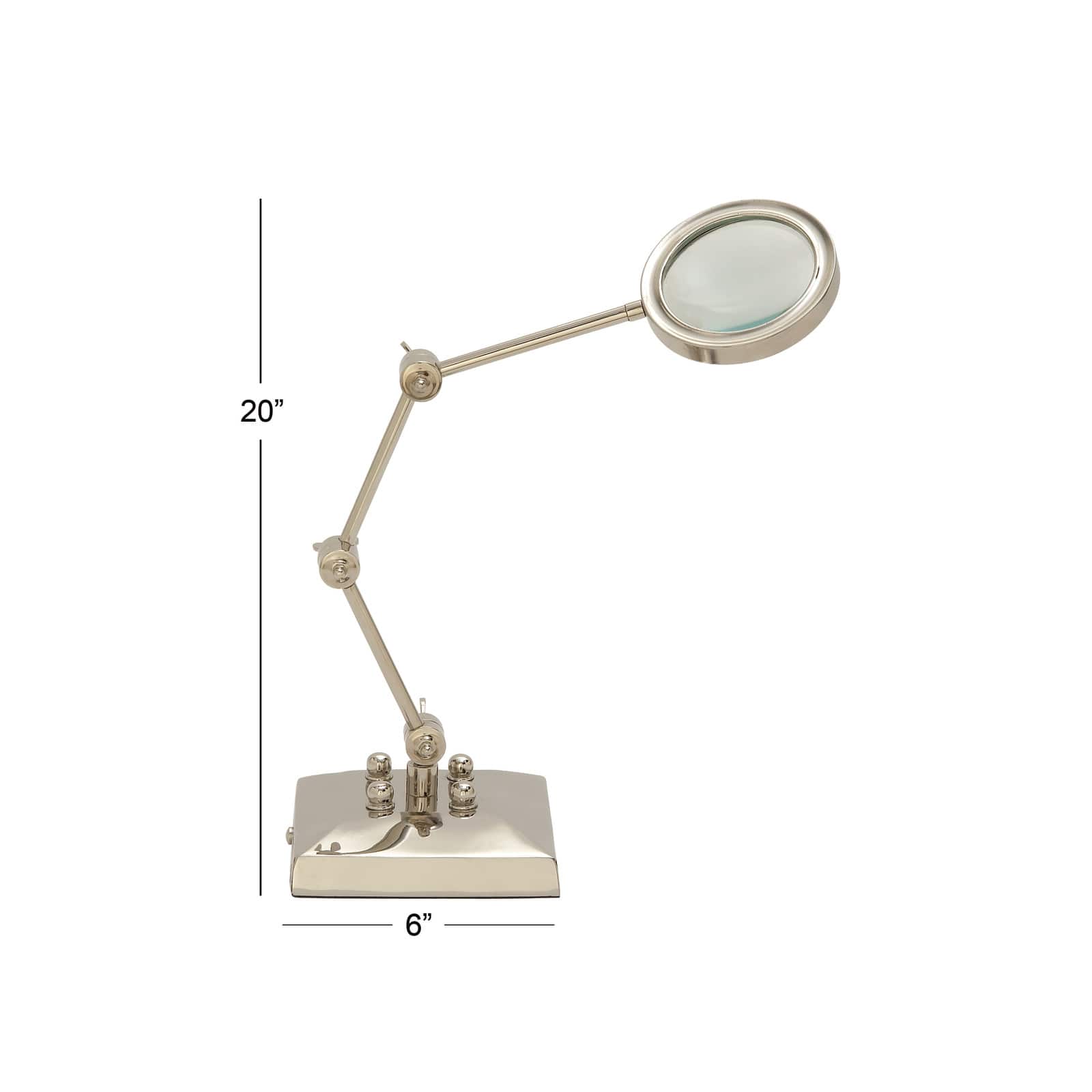 Silver Aluminum Traditional Magnifying Glass, 20&#x22; x 6&#x22; x 6&#x22;