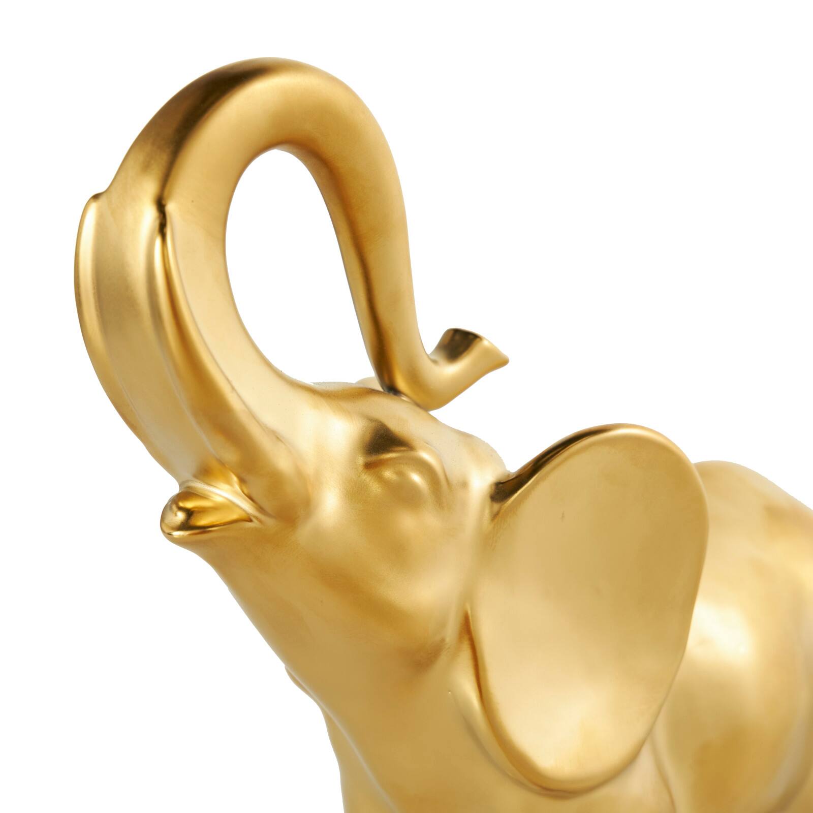 11" Gold Ceramic Elephant Standing Sculpture