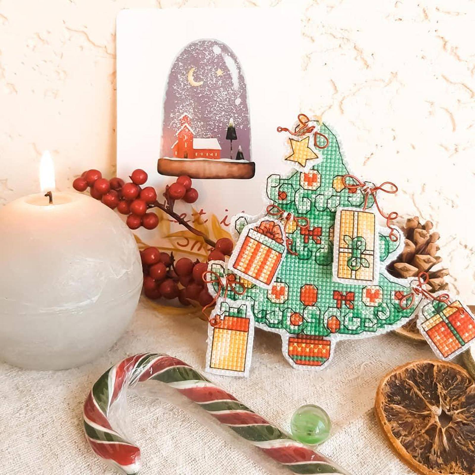 Crystal Art Christmas Tree Toy Plastic Canvas Counted Cross Stitch Kit Set Of Pictures Christmas Toys