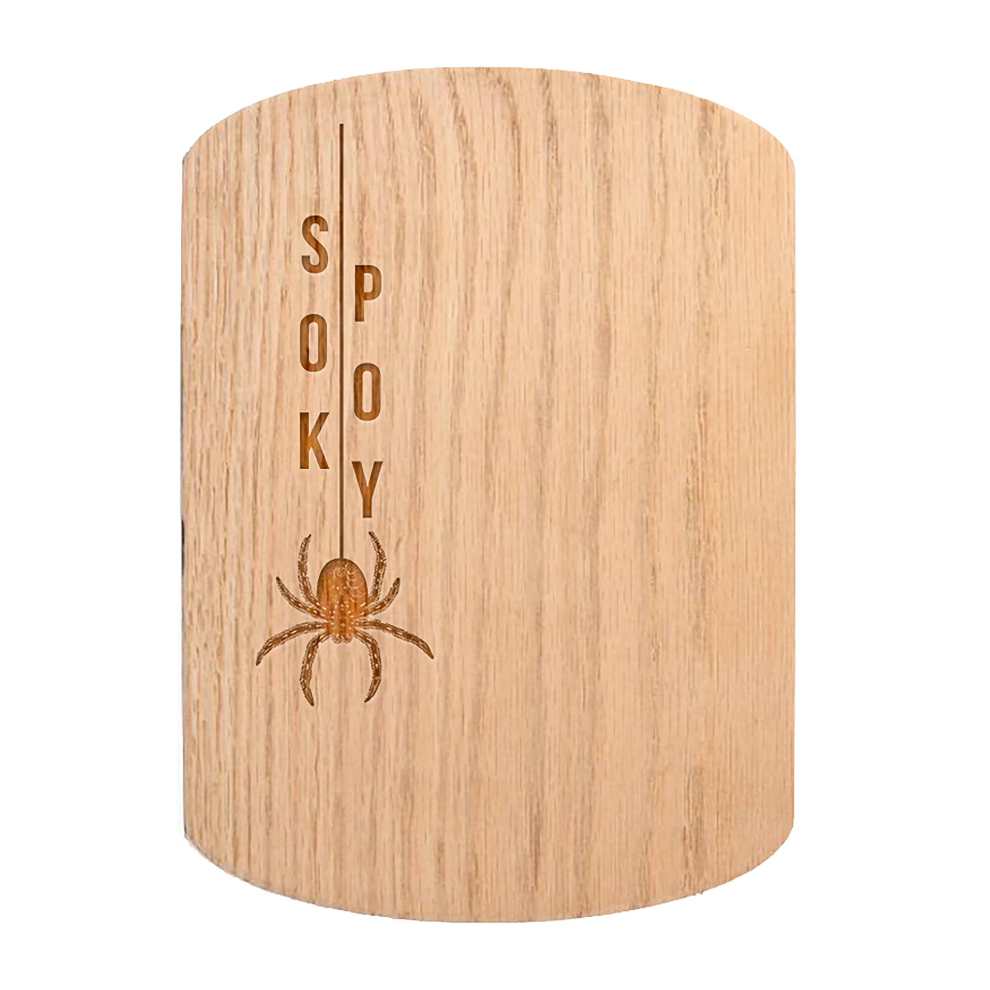 Spooky Hanging Spider 11&#x22; x 8&#x22; Redwood Oval Cutting Board