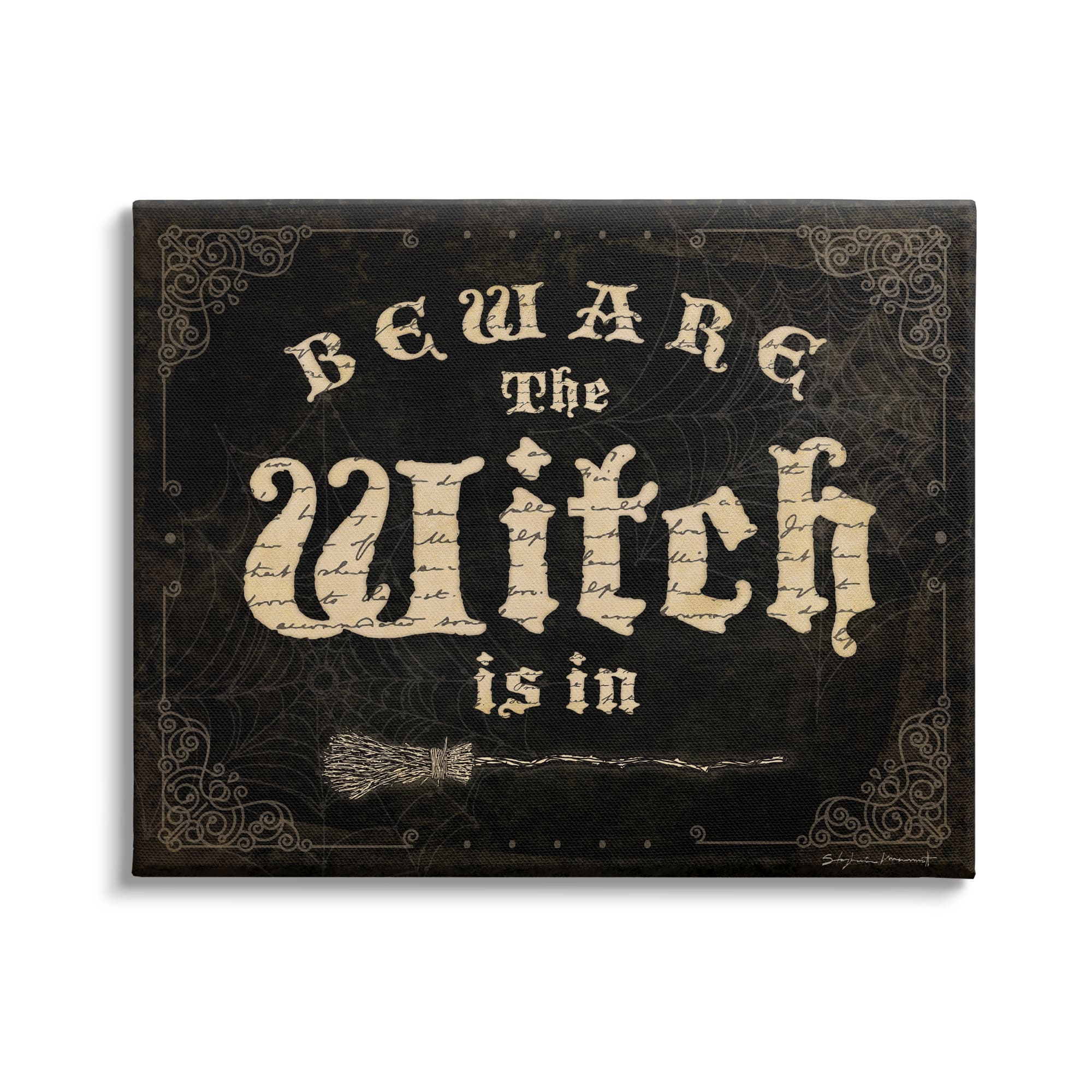 Stupell Industries Beware The Witch Vintage Phrase Canvas Wall Art