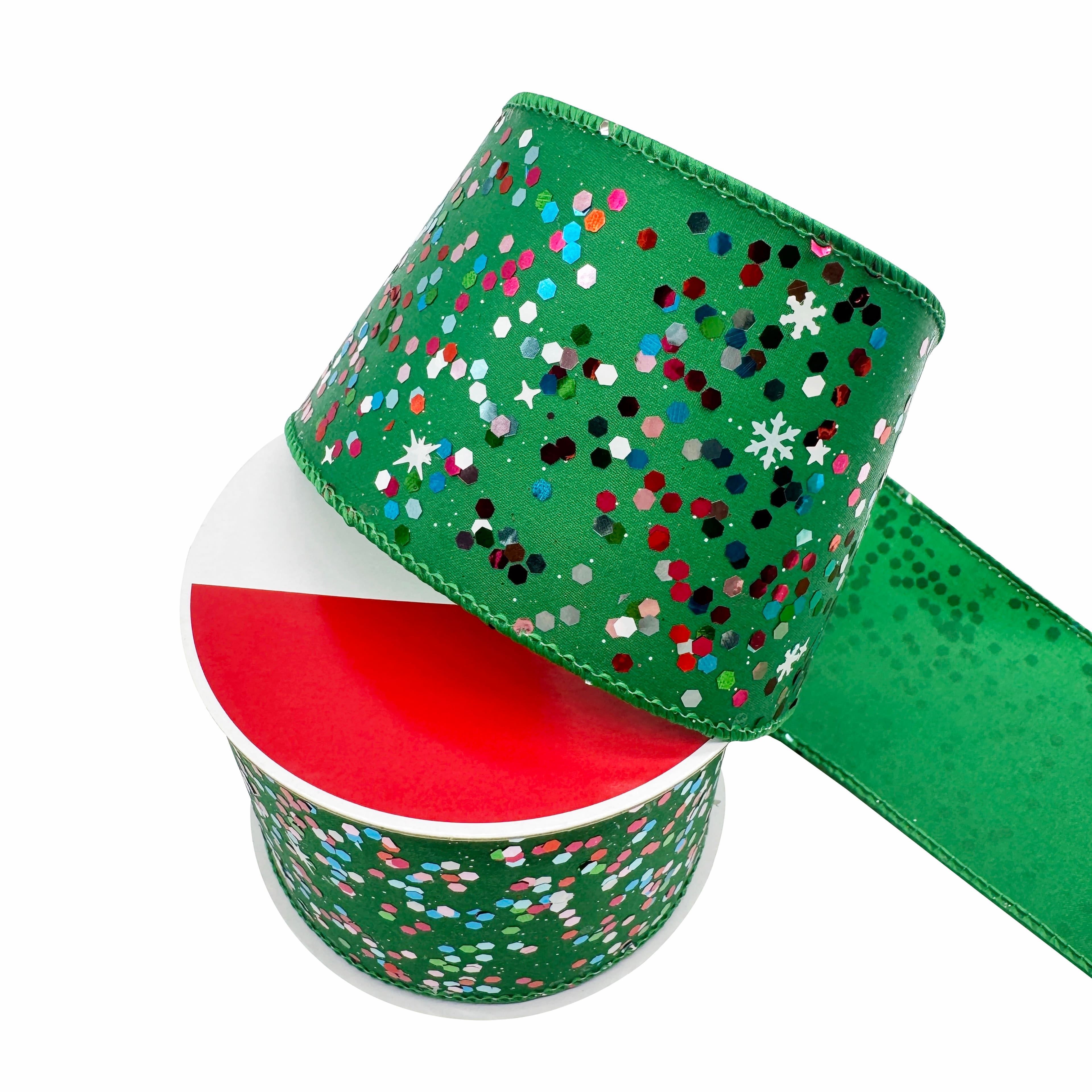 2.5&#x22;  20ft. Green Confetti Wired Glitter Ribbon by Celebrate It&#xAE;