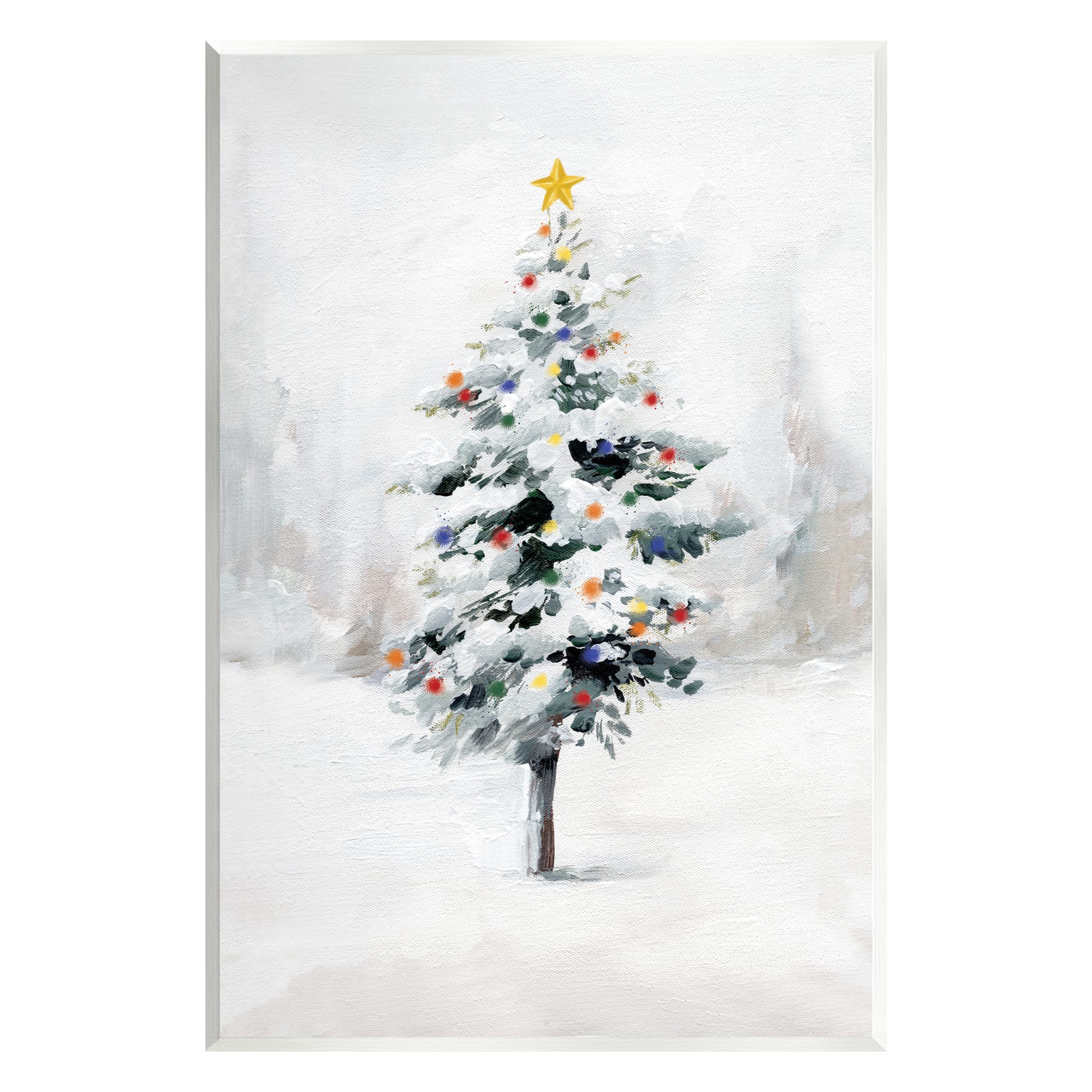 Stupell Industries Snowy Christmas Tree Landscape Wall Plaque Art