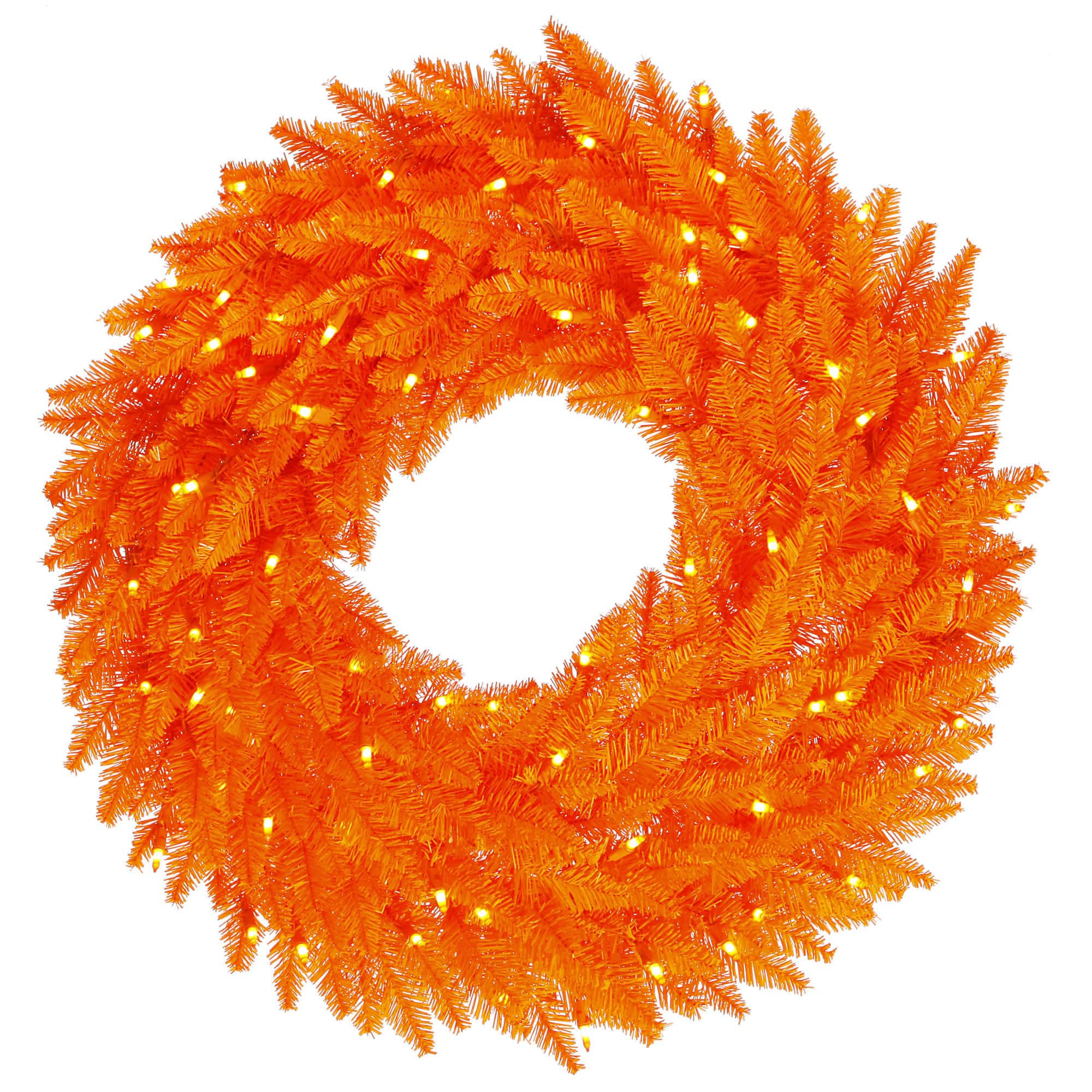 30&#x22; Orange Dura-Lit&#xAE; LED Orange Fir Wreath