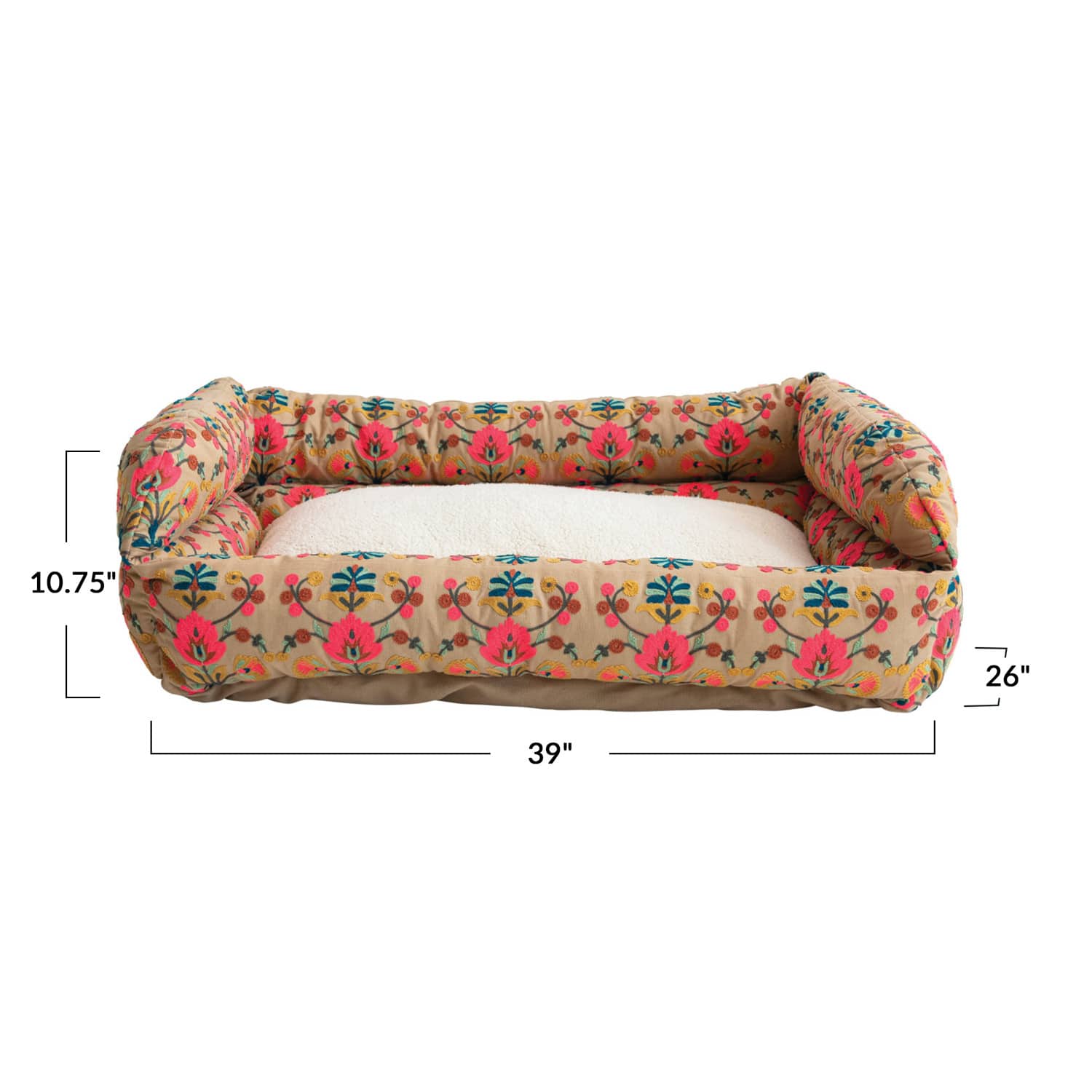 Hello Honey&#xAE; 39&#x22; Multicolor Floral Cotton &#x26; Sherpa Pet Bed