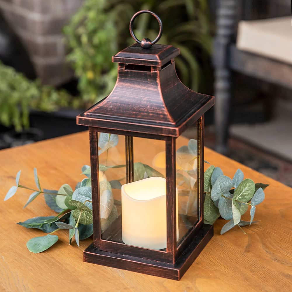 Kate Aspen® Copper Hampton LED Vintage Decorative Lantern