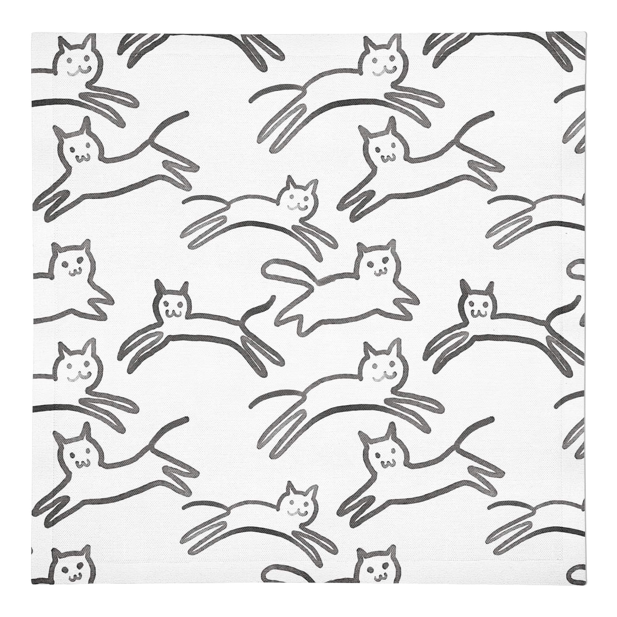 Leaping Cat Pattern I 10" x 10" Cotton Twill Napkin