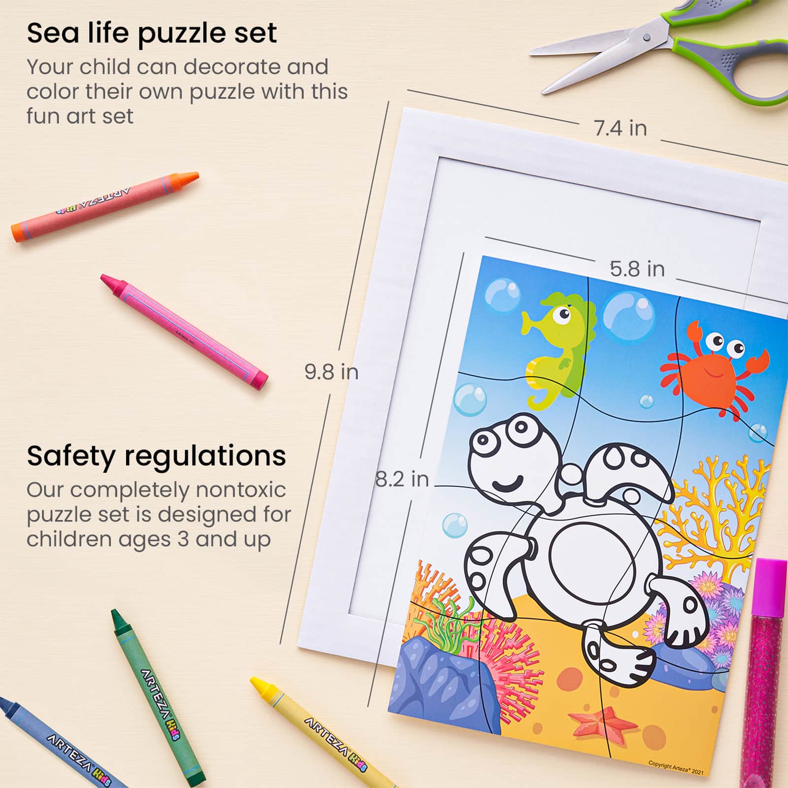 Arteza&#xAE; Kids Sea Life Jigsaw Puzzle Set, 32 pcs