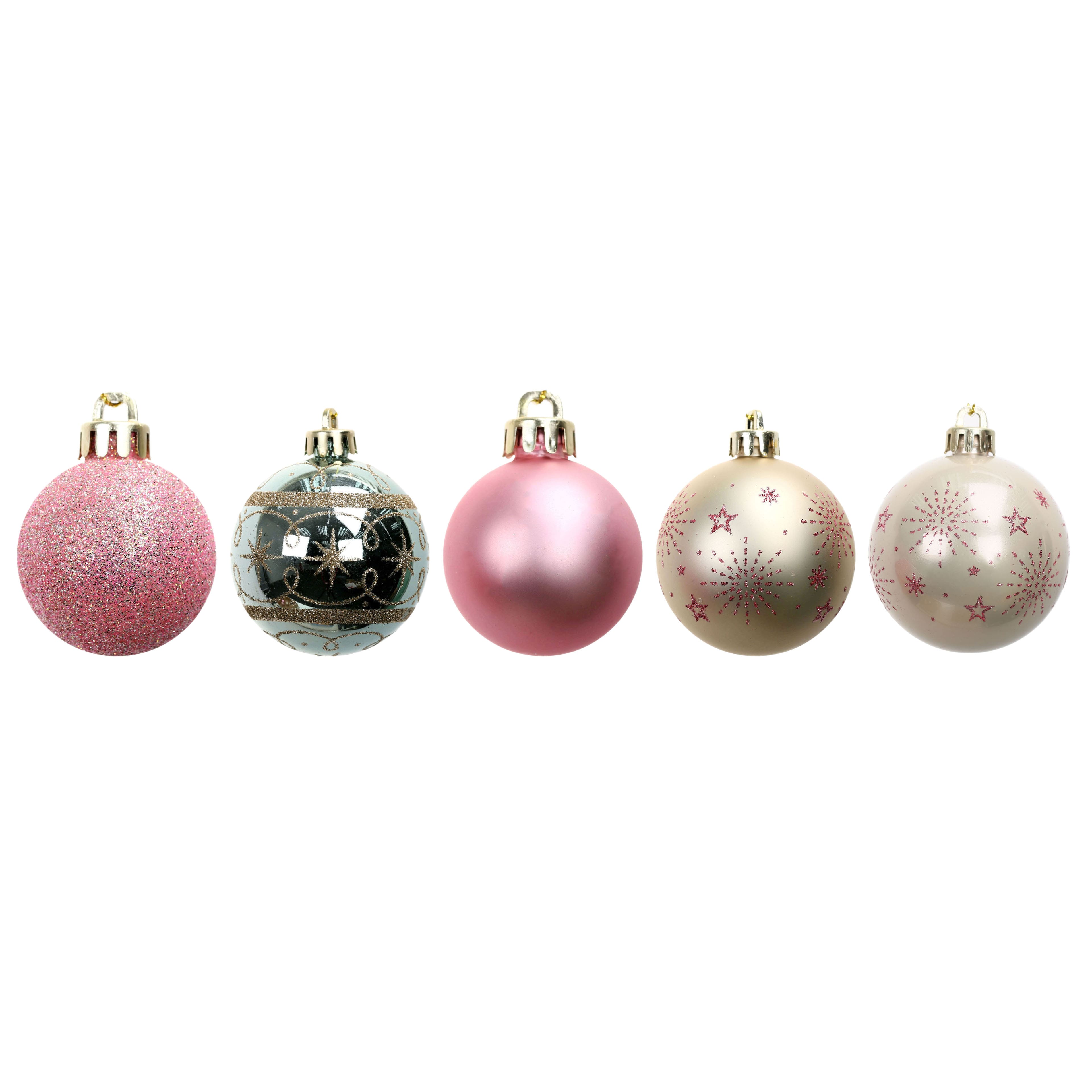 Assorted Pink, Green &#x26; Champagne Ball Plastic Ornament Tube by Ashland&#xAE;, 1pc.