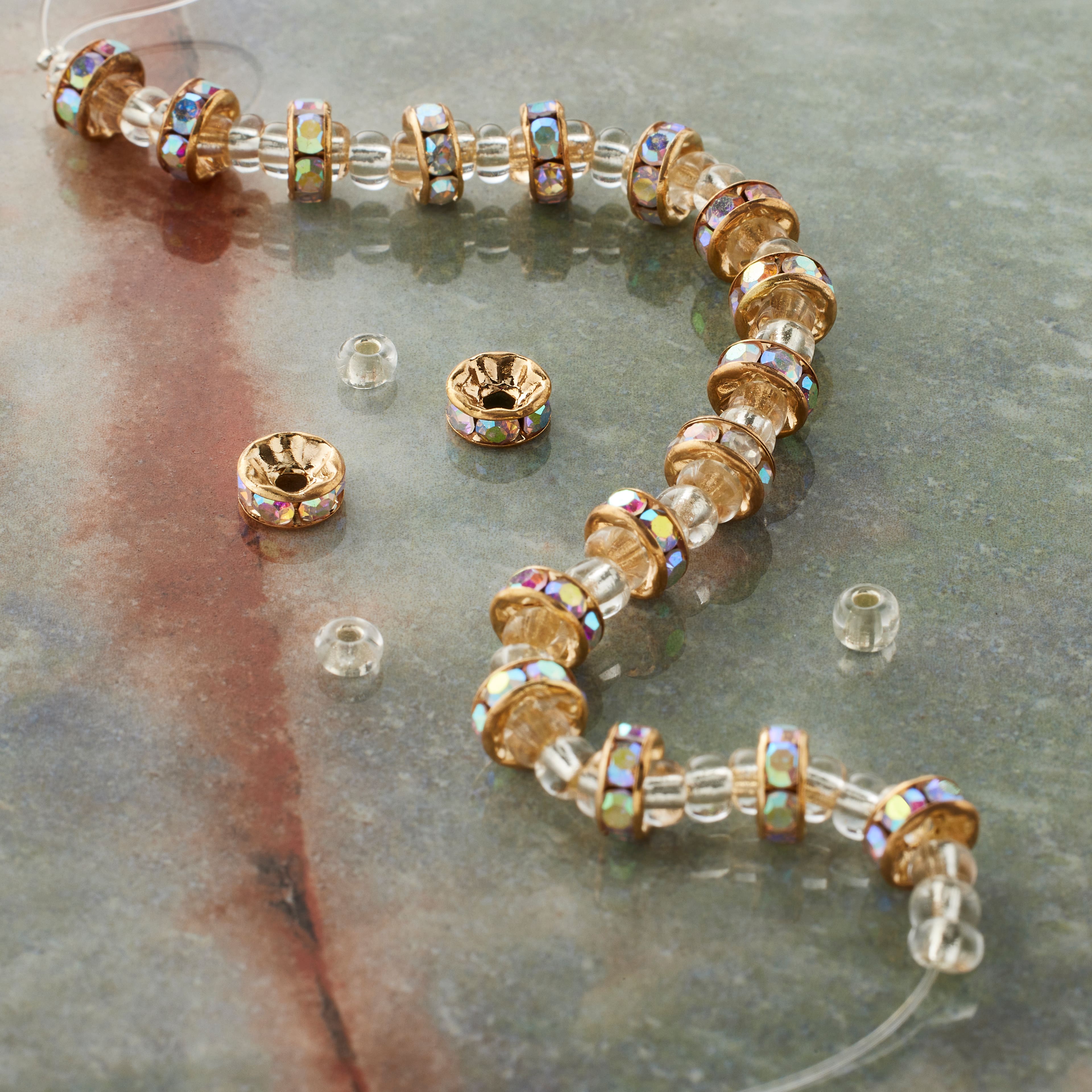 12 Pack: Glass Rhinestone & Metal Rondelle Beads, 6.7mm by Bead Landing­™