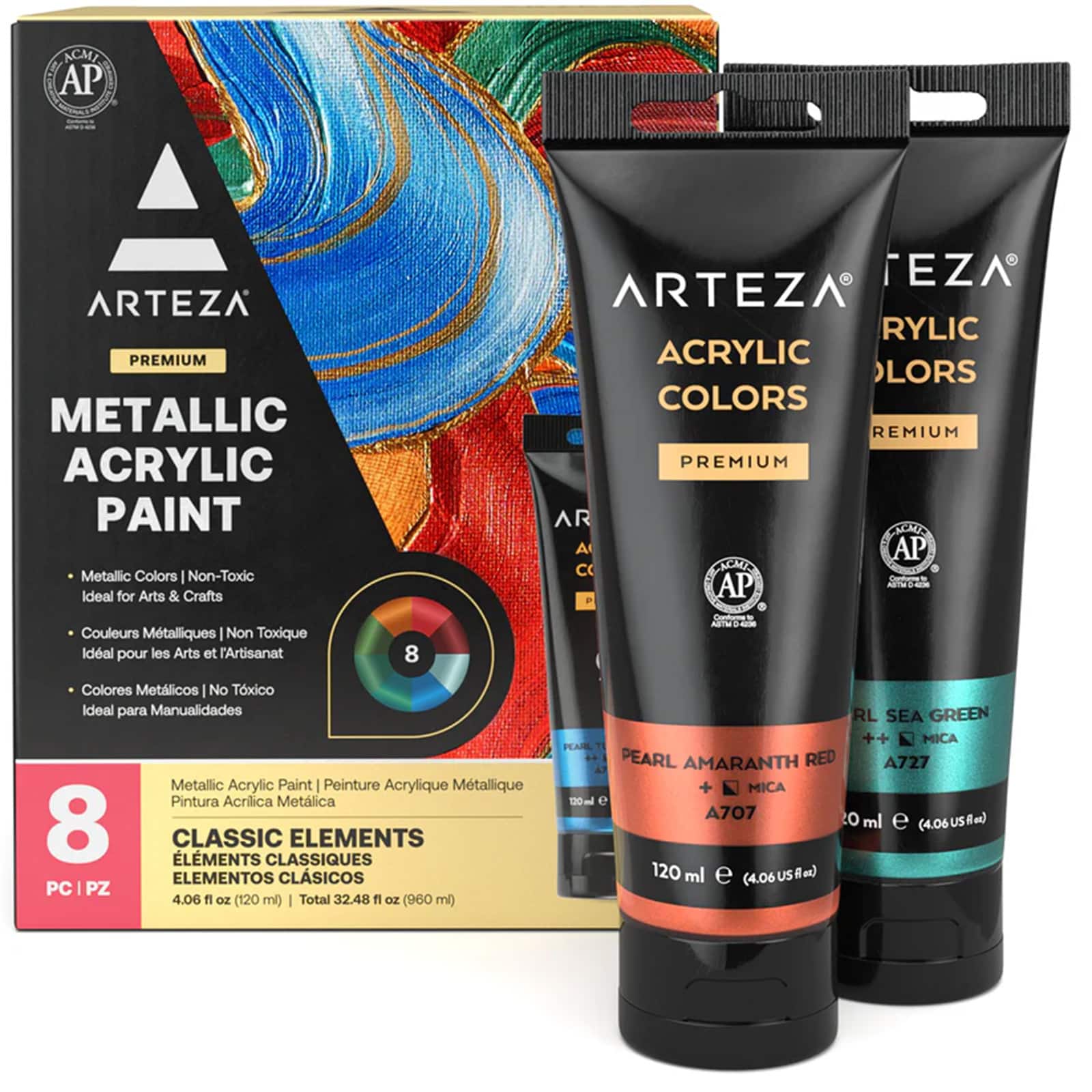 Arteza® Classic Elements Metallic Acrylic Paint Set