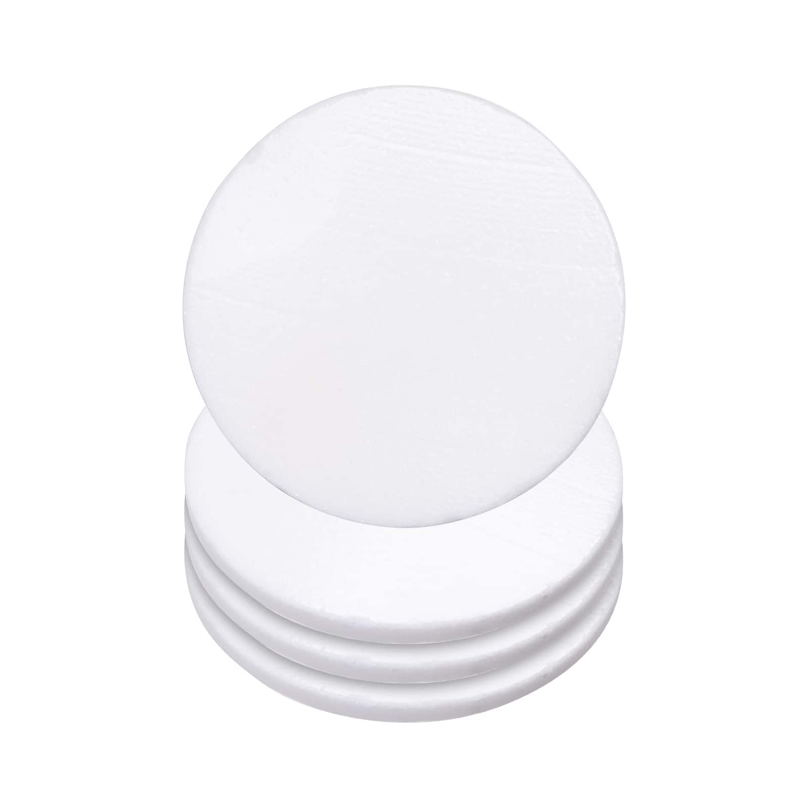 Craft Express White Coaster Marble With Cork Backing Round 3.93&#x22;, 4ct.