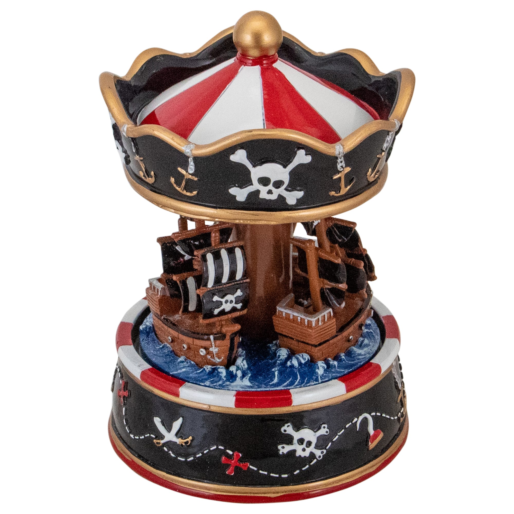 6.5&#x22; Children&#x27;s Rotating Pirate Ship Carousel Music Box