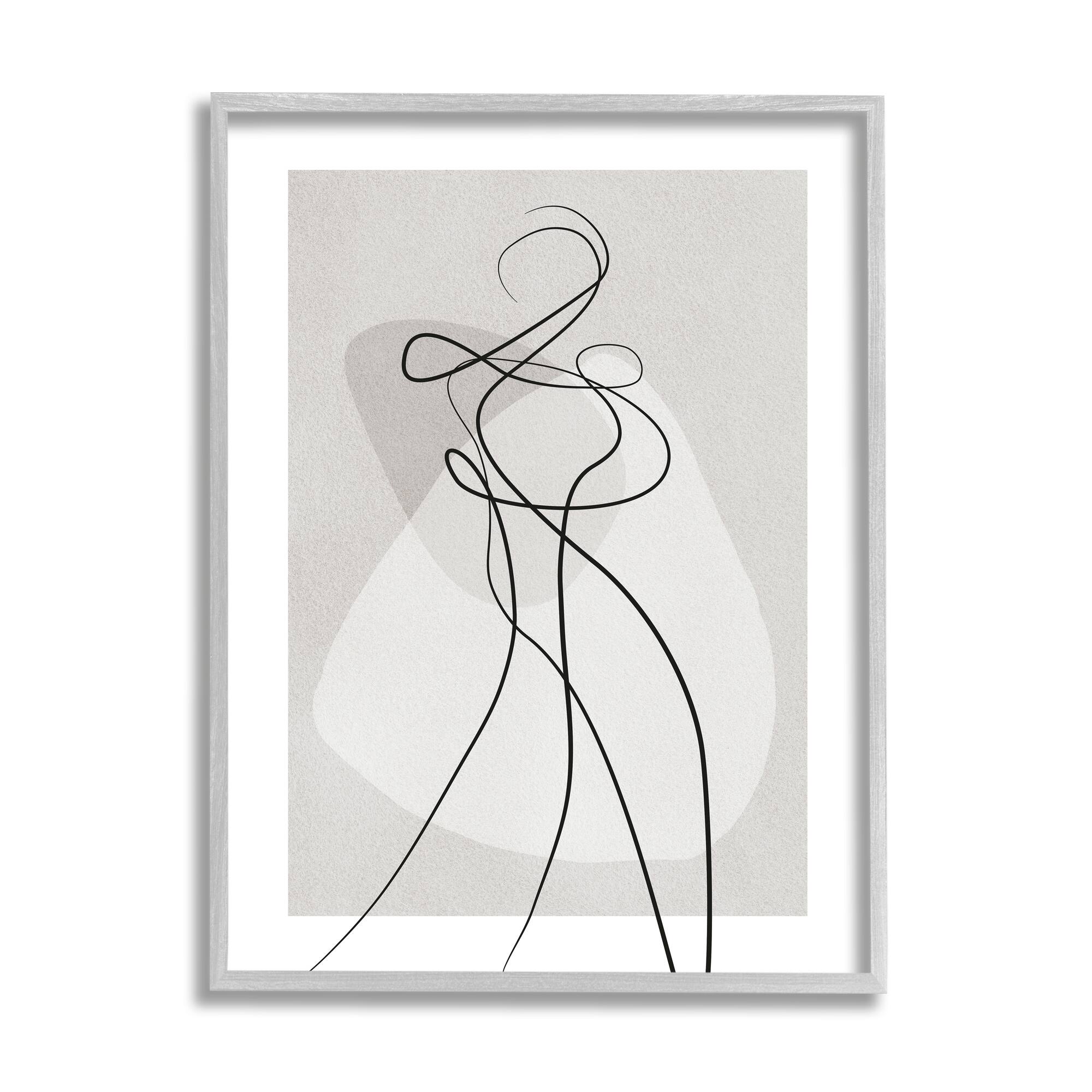 Stupell Industries Surreal Figure Expressive Body Abstract Contemporary in Gray Frame Wall Art