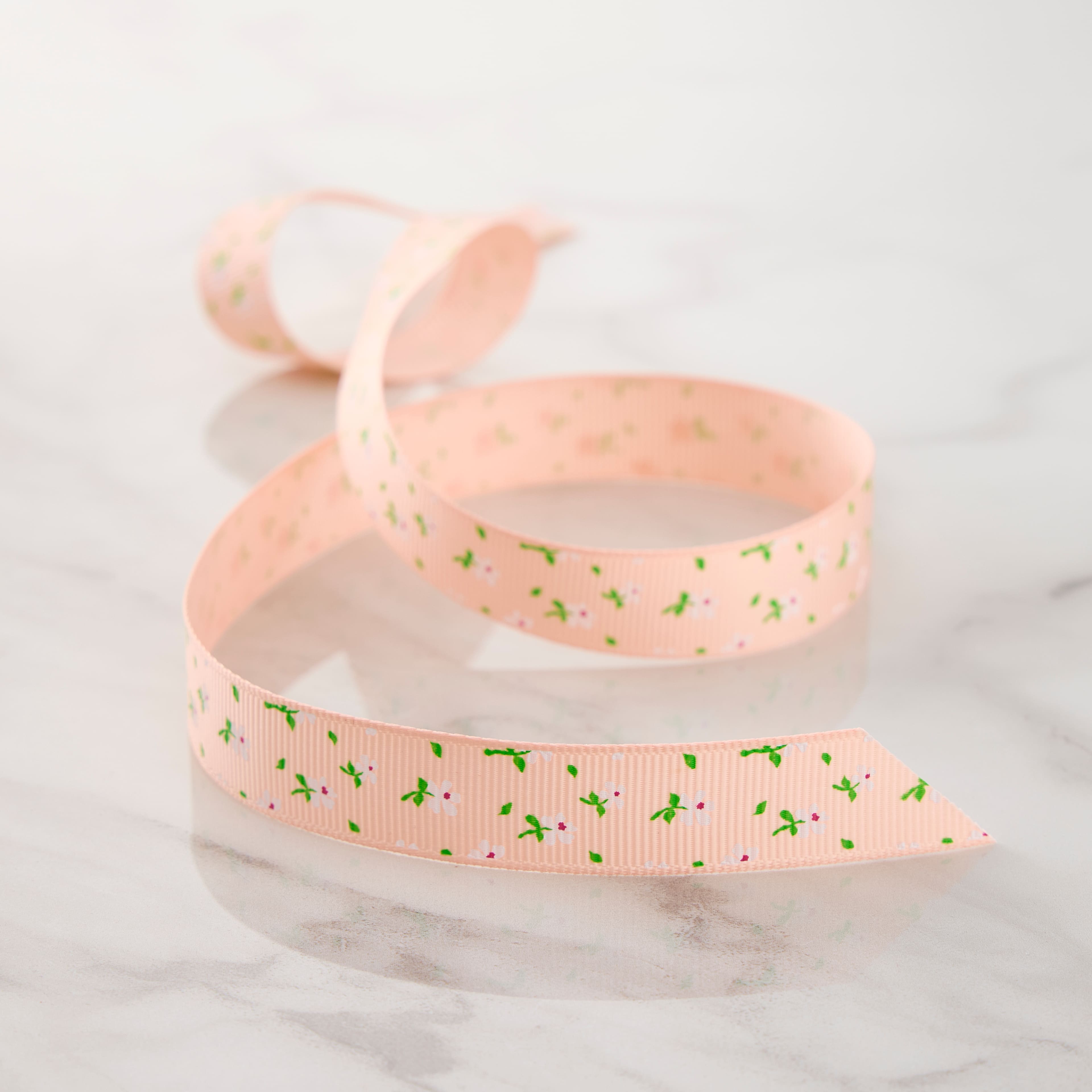 5/8&#x22; x 7yd. Floral Grosgrain Ribbon by Celebrate It&#x2122; Classic