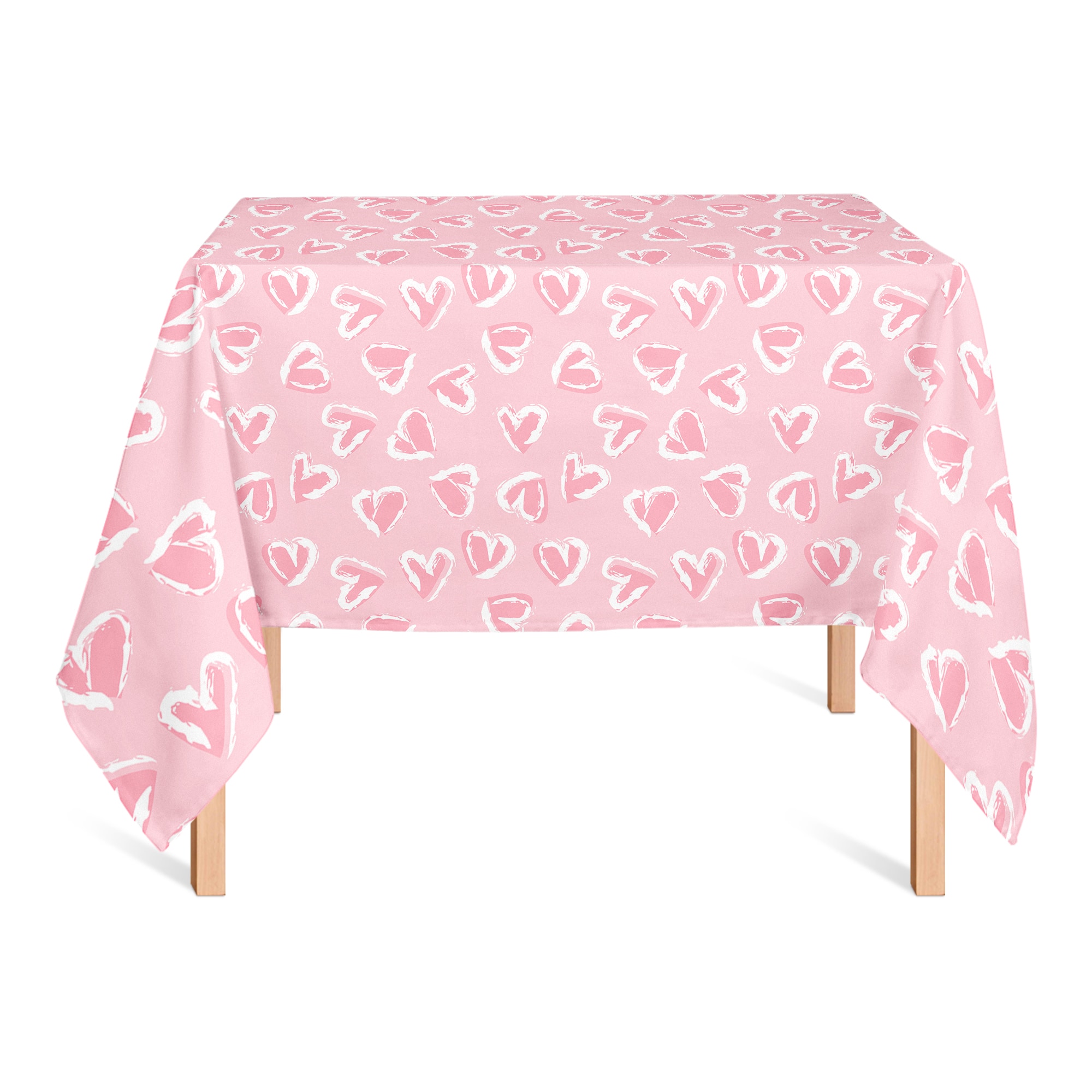 58" Pink Cute Hearts Pattern Tablecloth