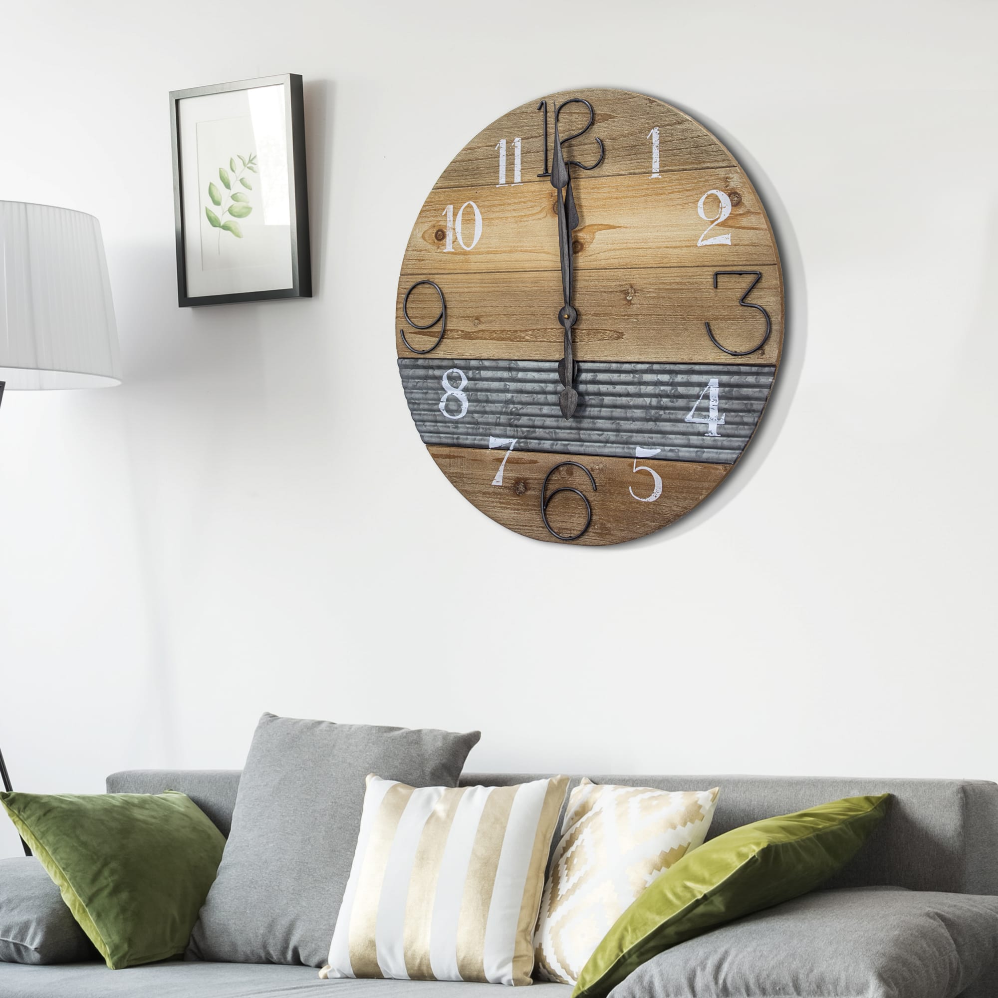 Oversized Wood &#x26; Metal Farmhouse Wall Clock 23&#x22;