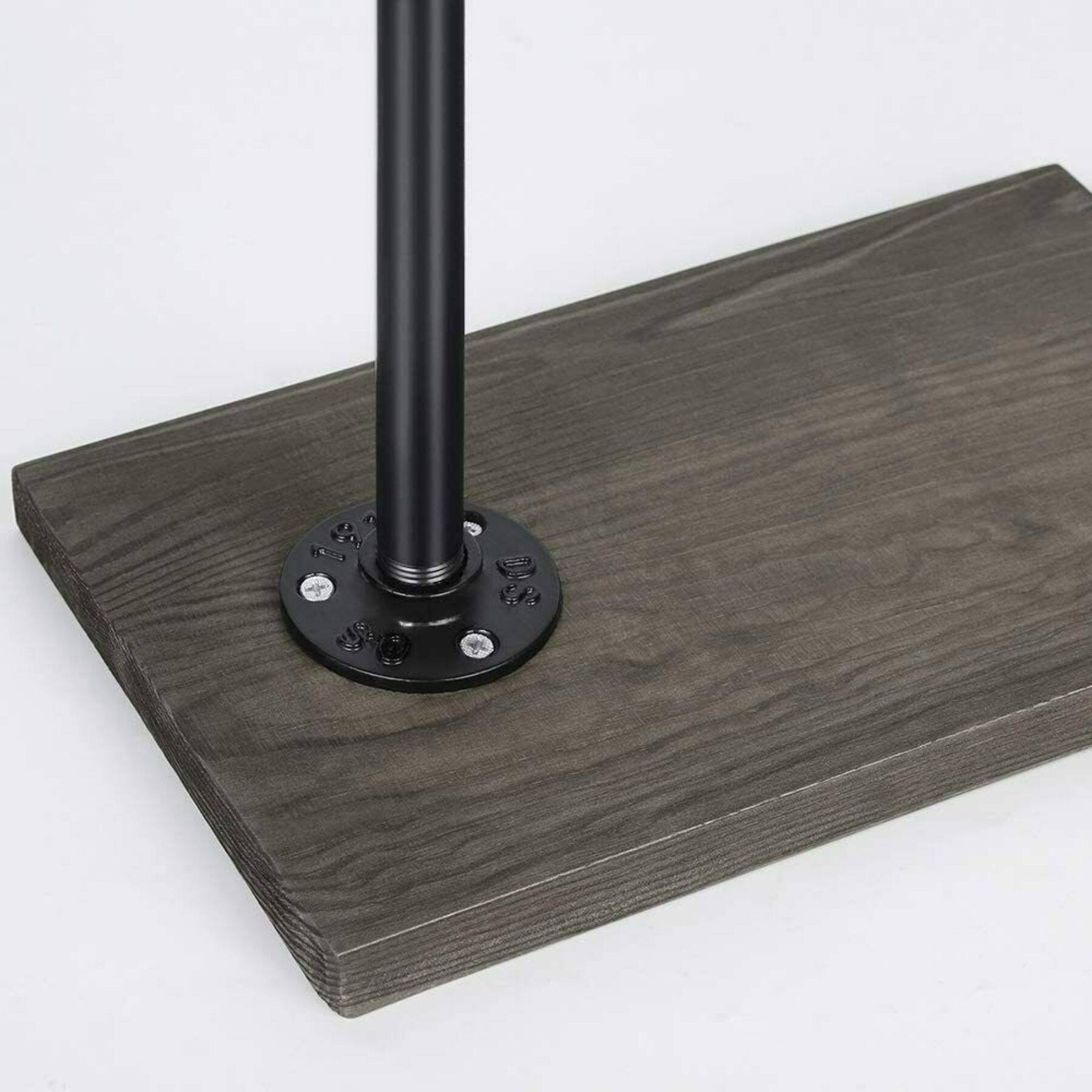 NEX™ 24" Brown Freestanding Iron Pipe Toilet Paper Holder with Solid Wood Base