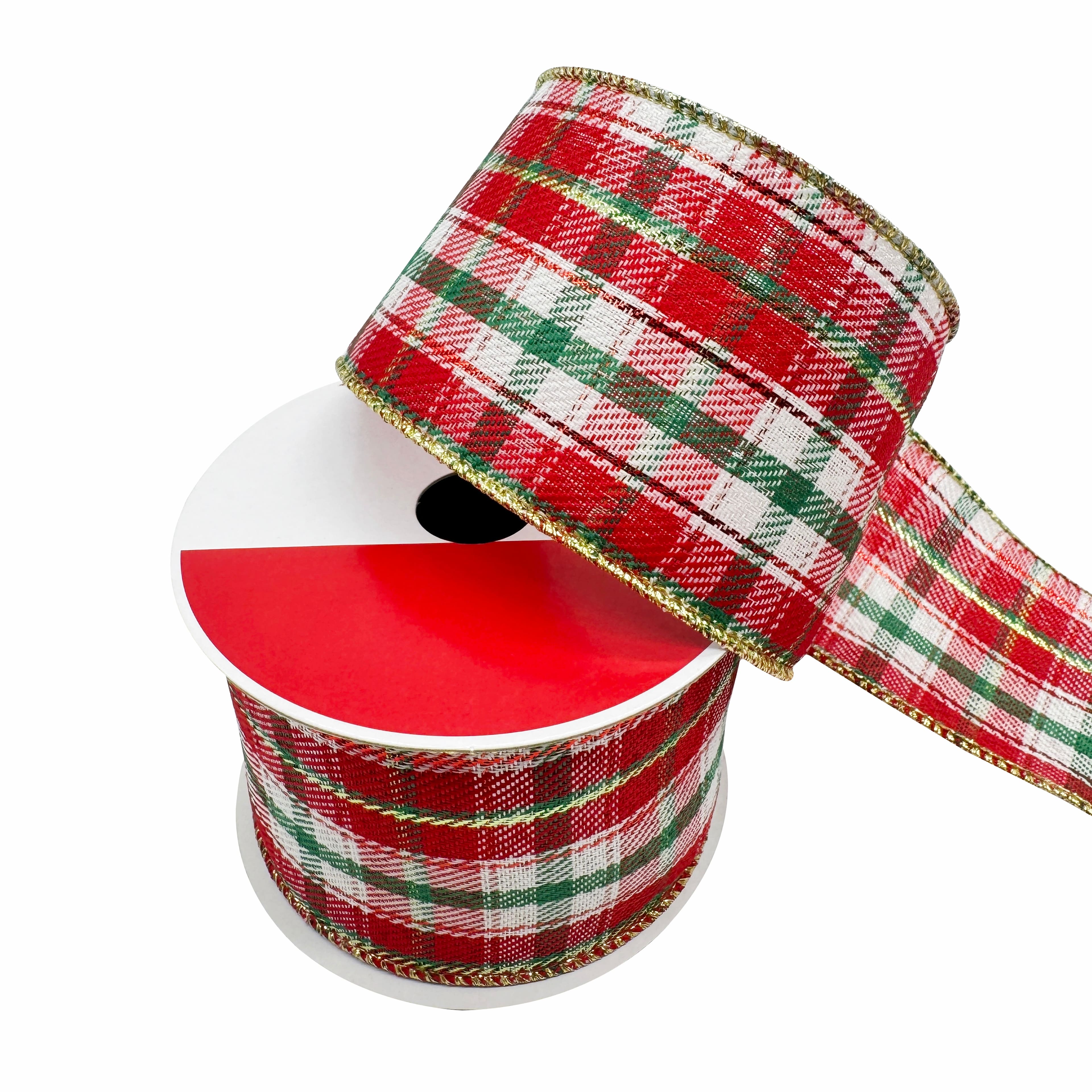 2.5&#x22; x 20ft. Red &#x26; Green Plaid Wired Ribbon by Celebrate It&#xAE;