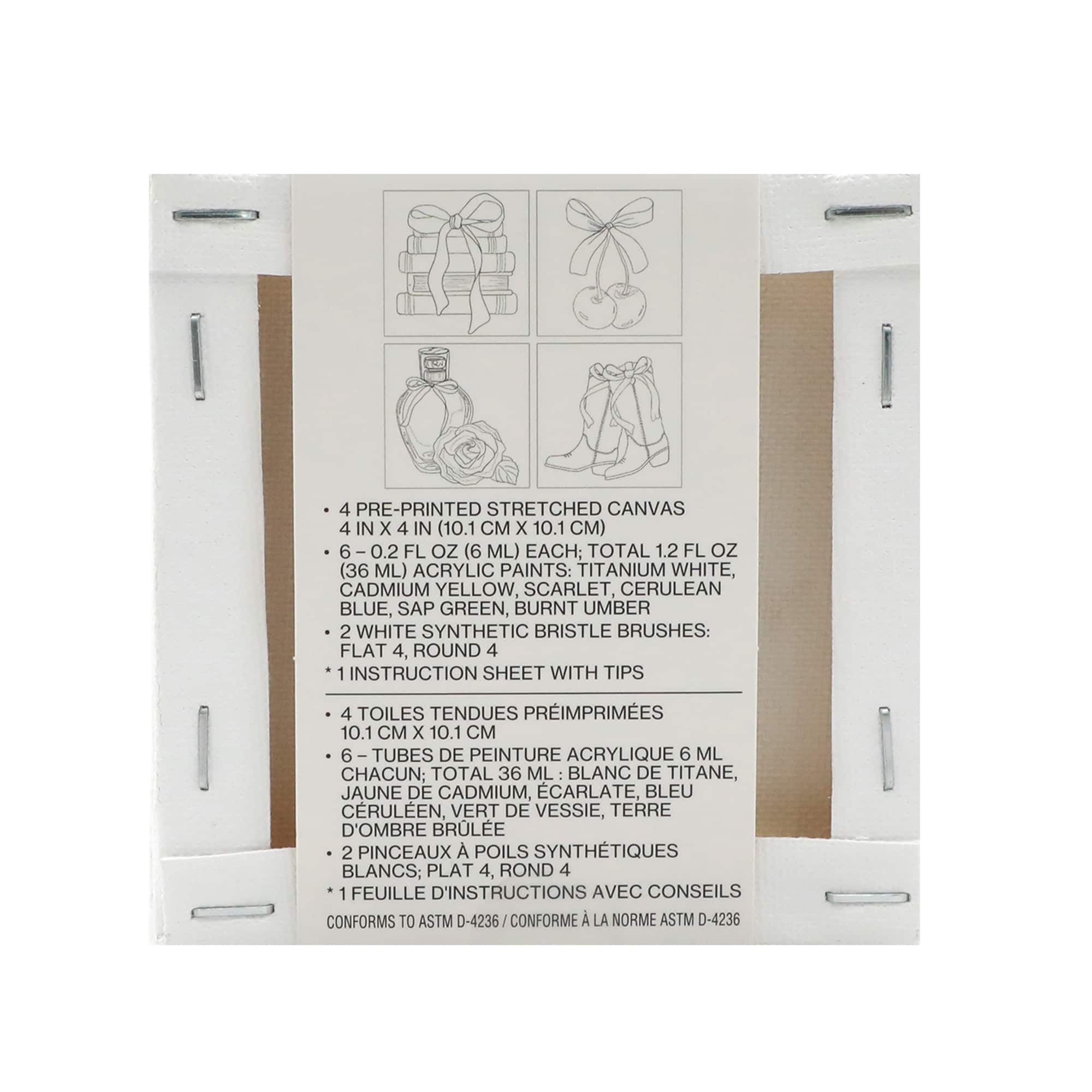 4&#x22; x 4&#x22; Bows Canvas Painting Kit by Craft Smart&#xAE;