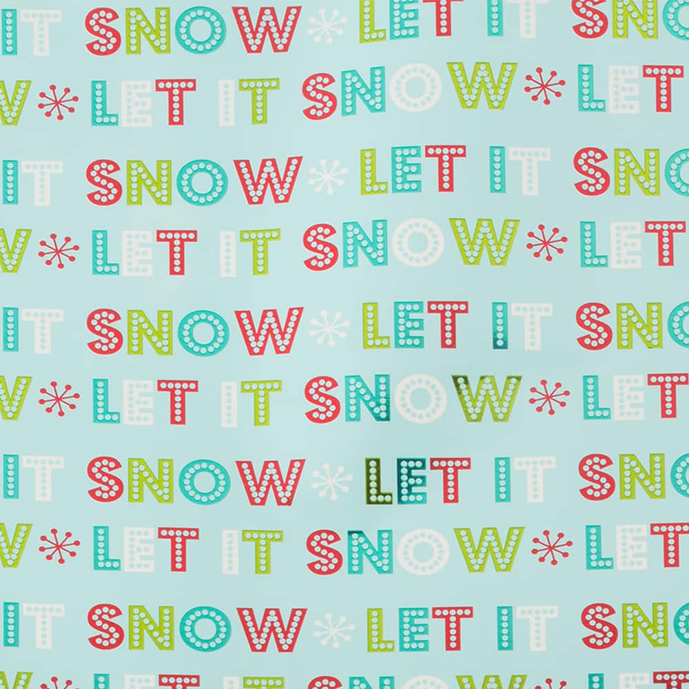 JAM Paper Light Blue Let it Snow Gift Wrap