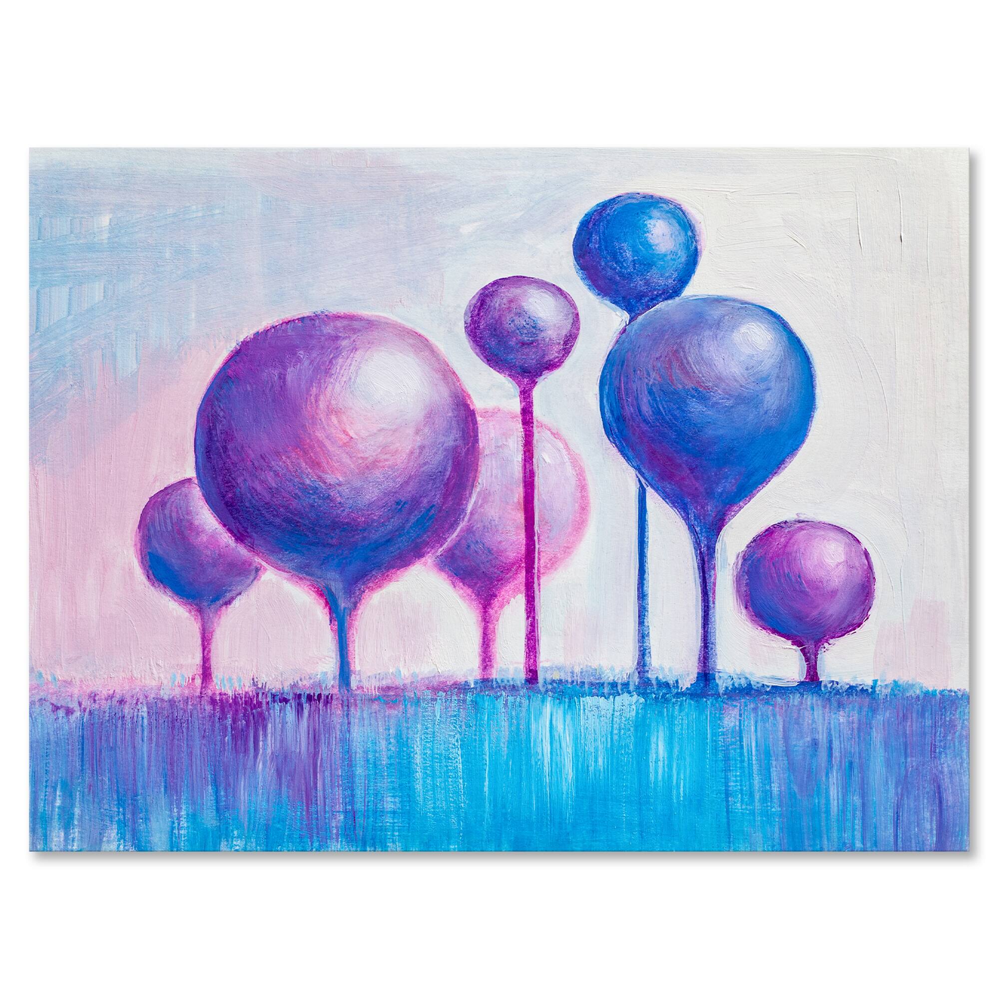 Designart - Colourful Ornamental Trees I - Modern Canvas Wall Art Print