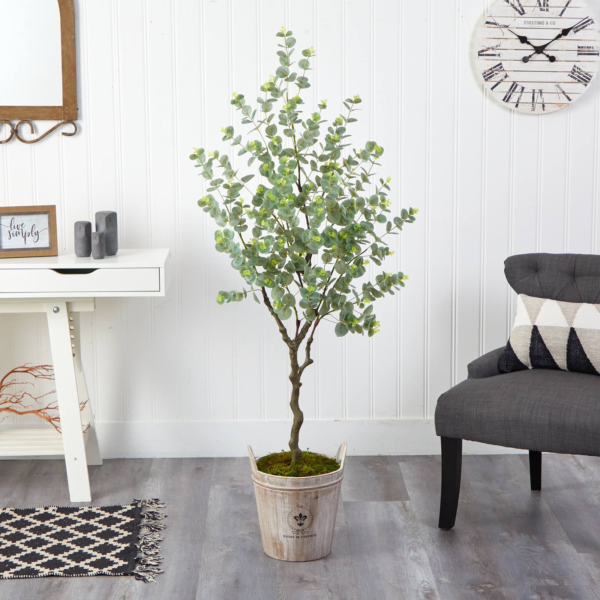 5ft. Eucalyptus Artificial Tree in Farmhouse Planter