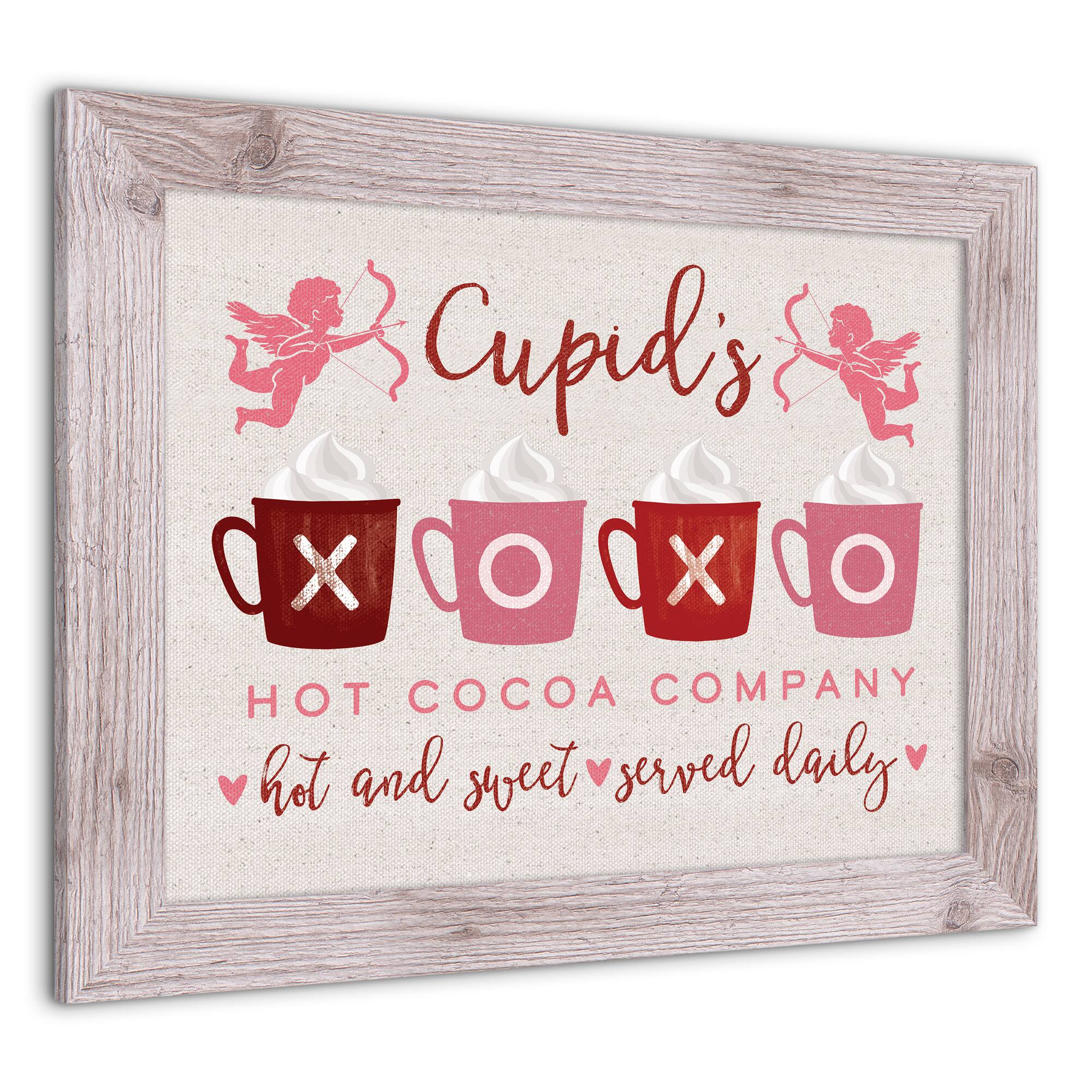 Cupids Hot Cocoa Western White Framed Print