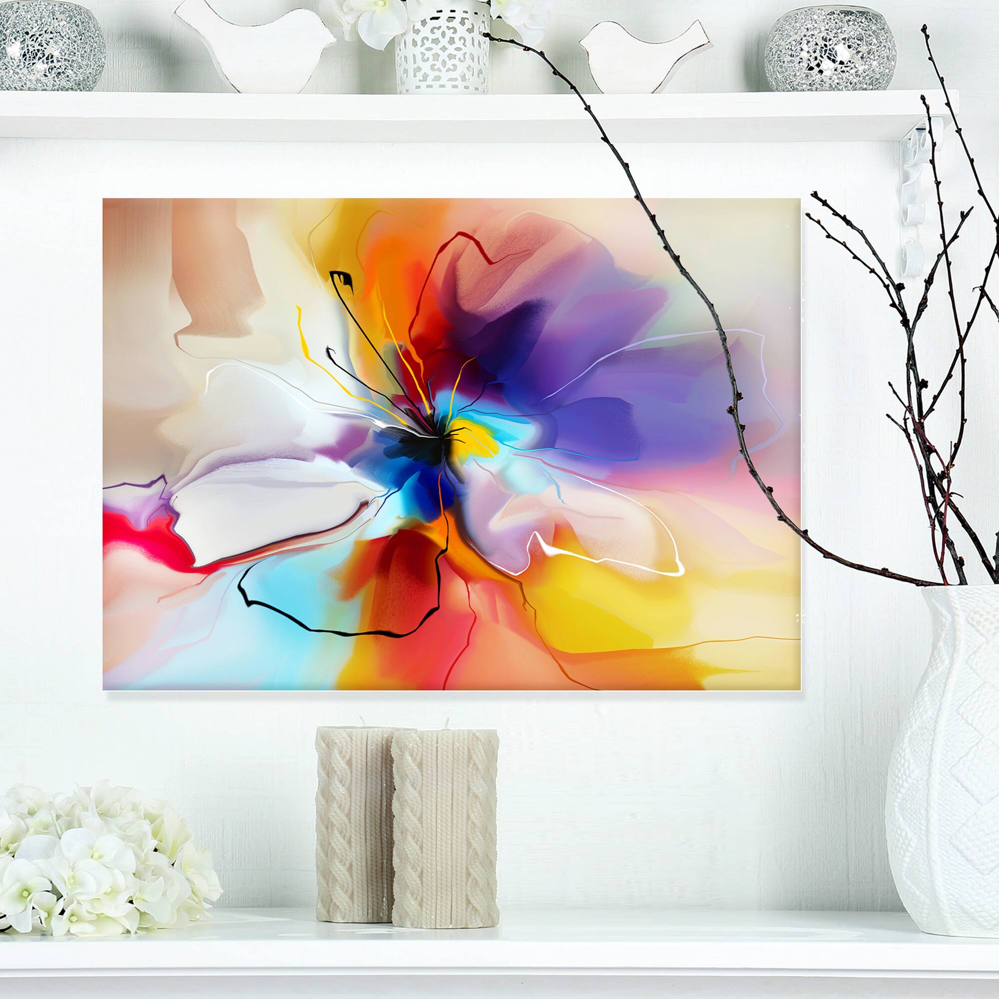 Designart - Creative Flower in Multiple Colors - Large Floral canvas art