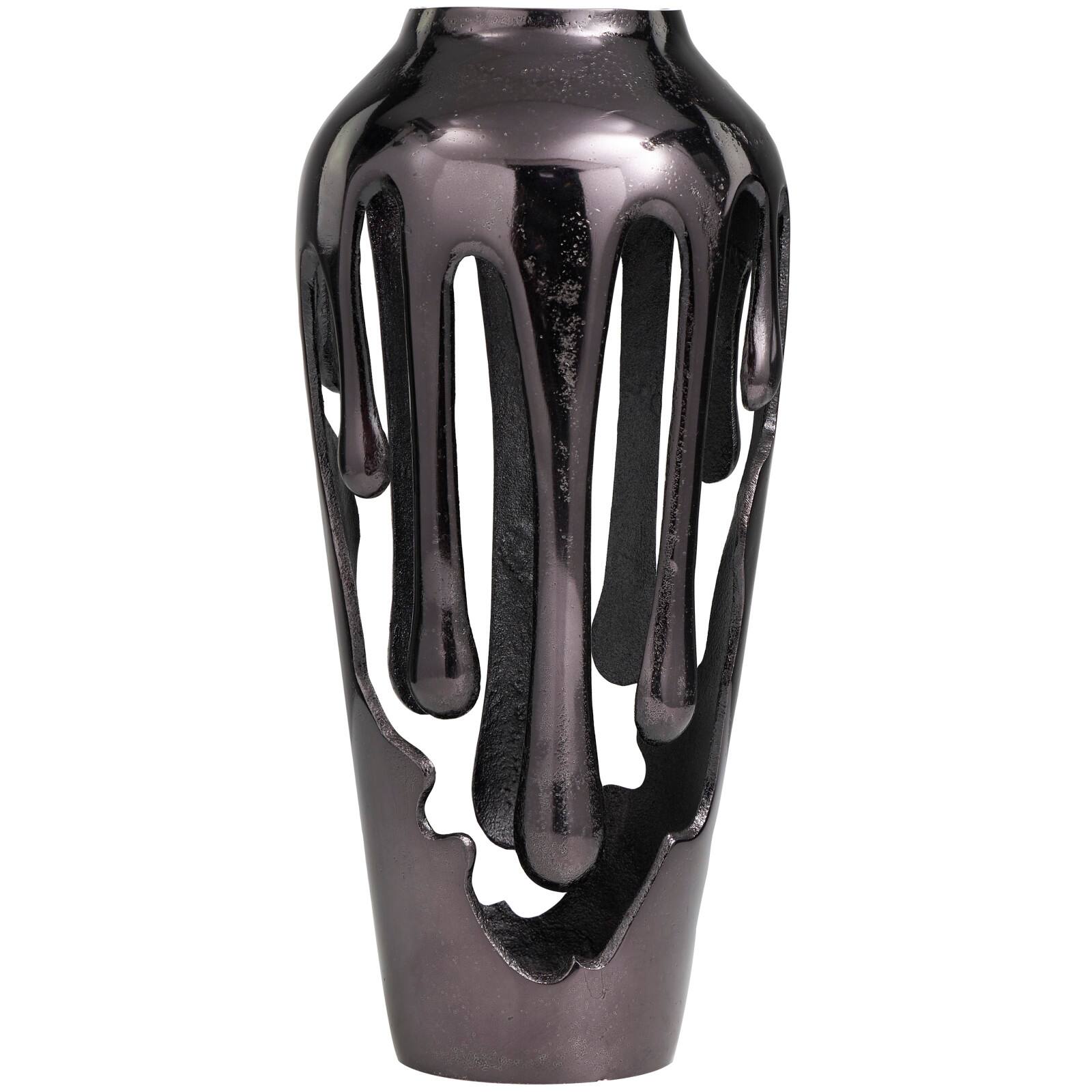 15&#x22; Black Aluminum Drip Vase with Melting Designed Body