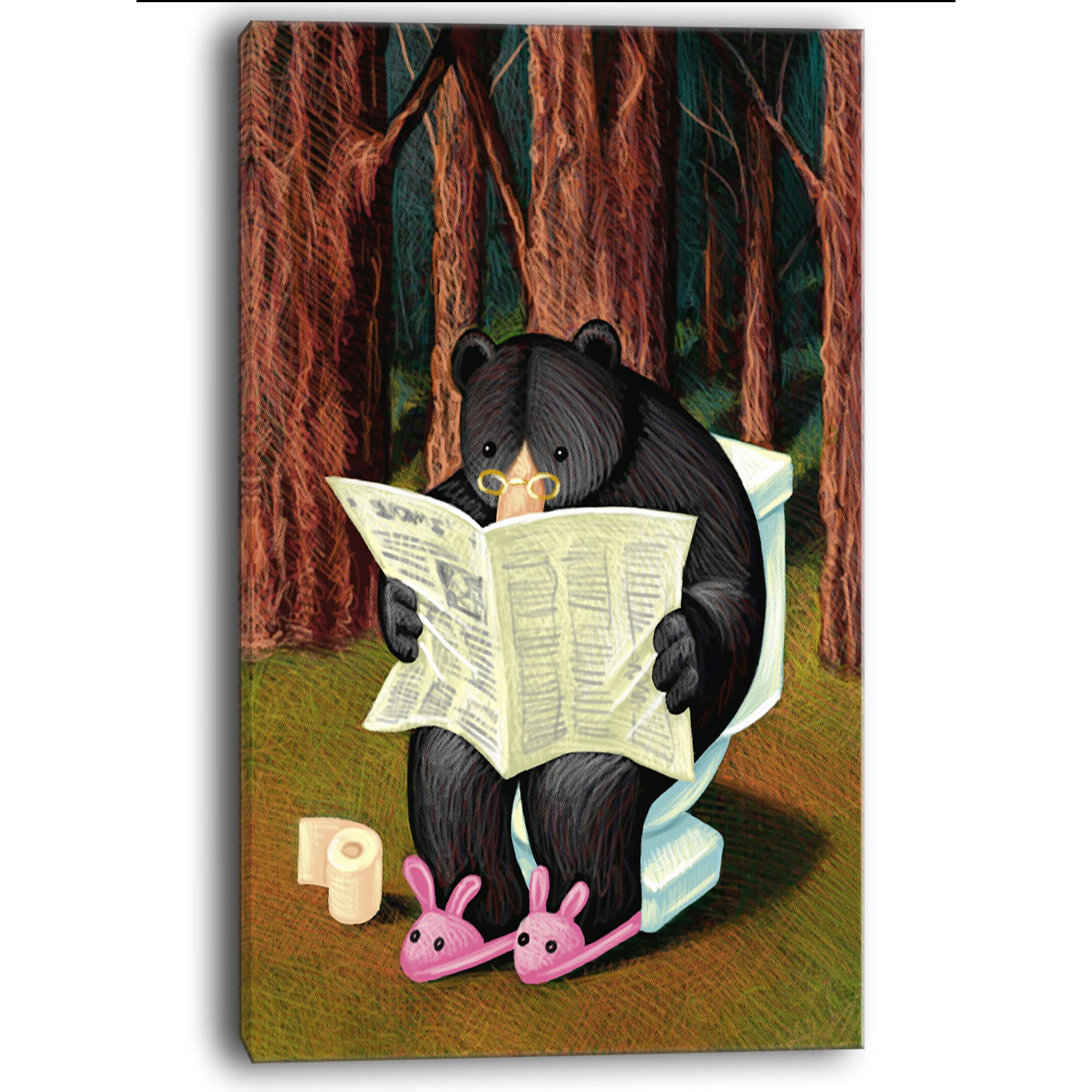 Designart - Bear in the Woods - Animal Canvas Art Print