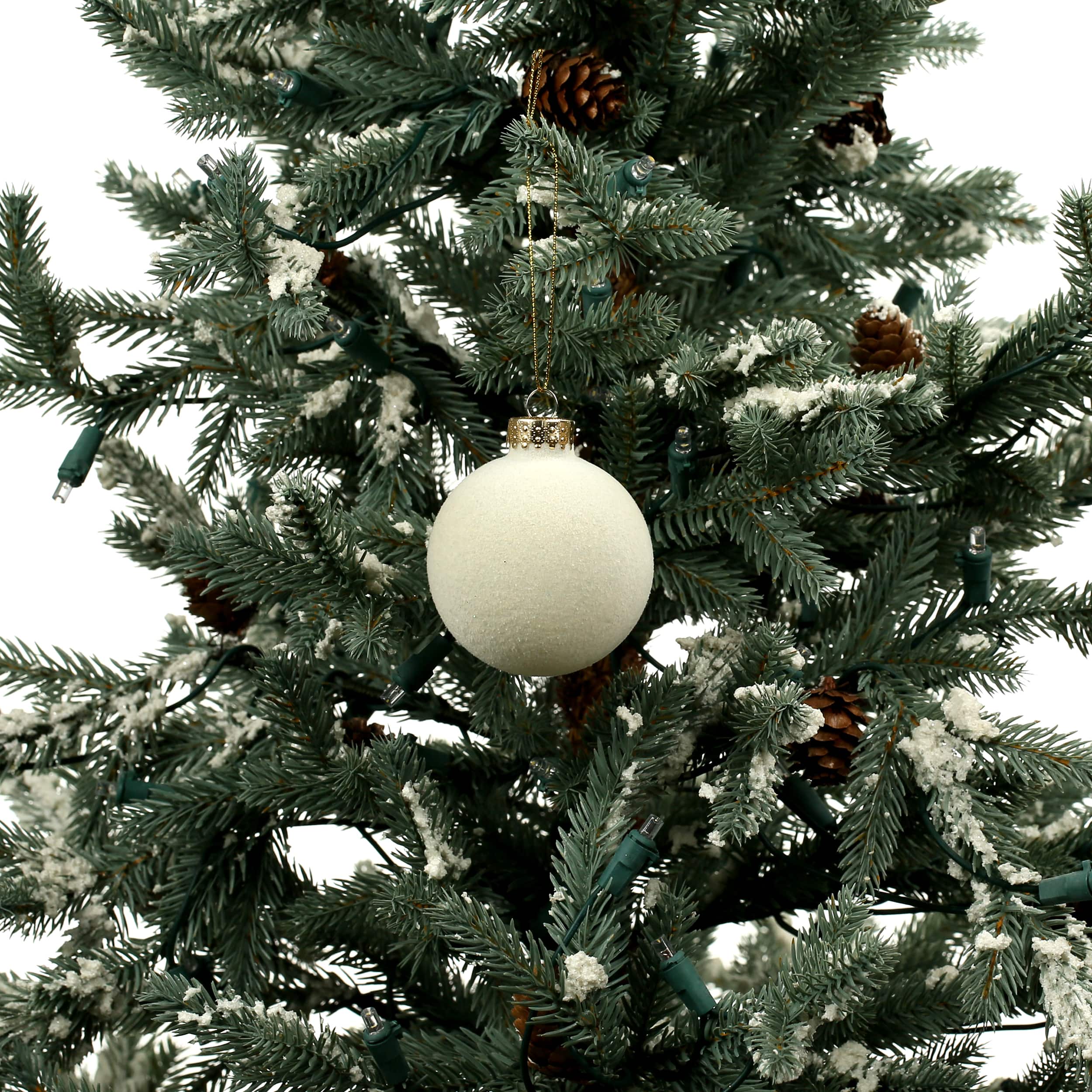 6 Pack 2.5&#x22; Cream Flocked Glass Ball Ornaments by Ashland&#xAE;