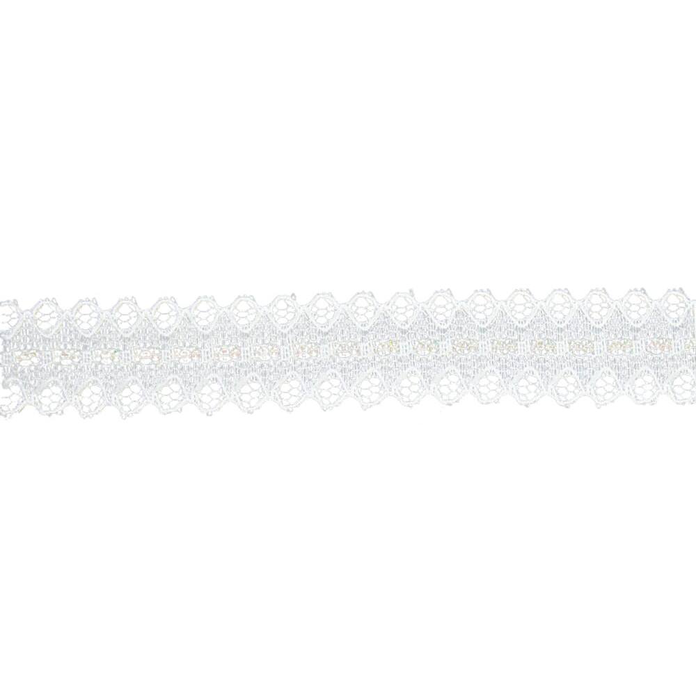 JAM Paper 13/16&#x22; x 25yd. White Iridescent Stripe Lace Ribbon